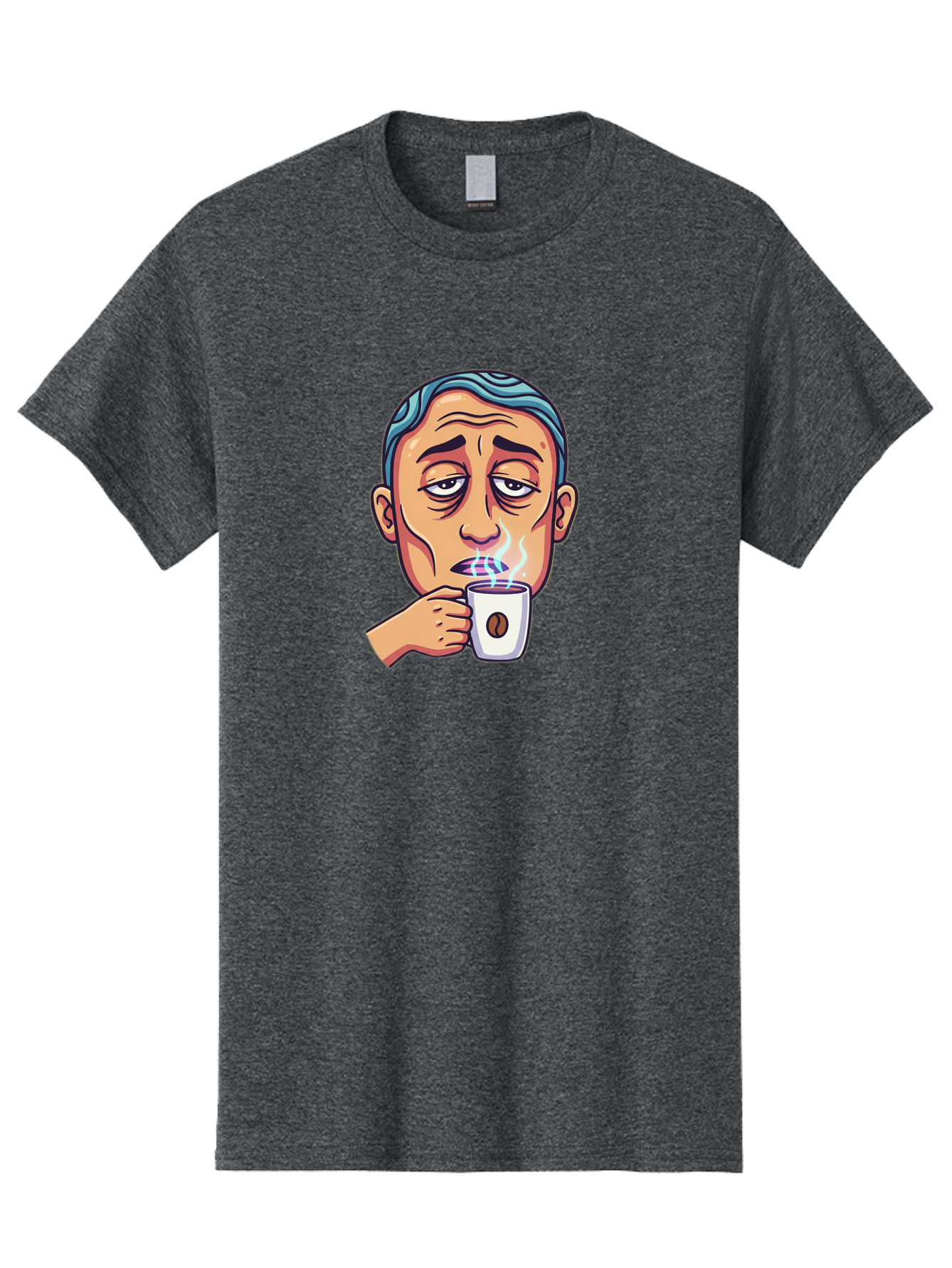 Man-Drinking-Coffee-1 Men'S Graphic Tee, 100% Cotton, Comfortable Casual Summer Wear, Machine Washable, Cartoon Man Drinking Coffee, Steaming Hot Beverage, Morning Pick-Me-Up, Caffeine Fix, Coffee Lover, Humorous Illustration Bac126 15