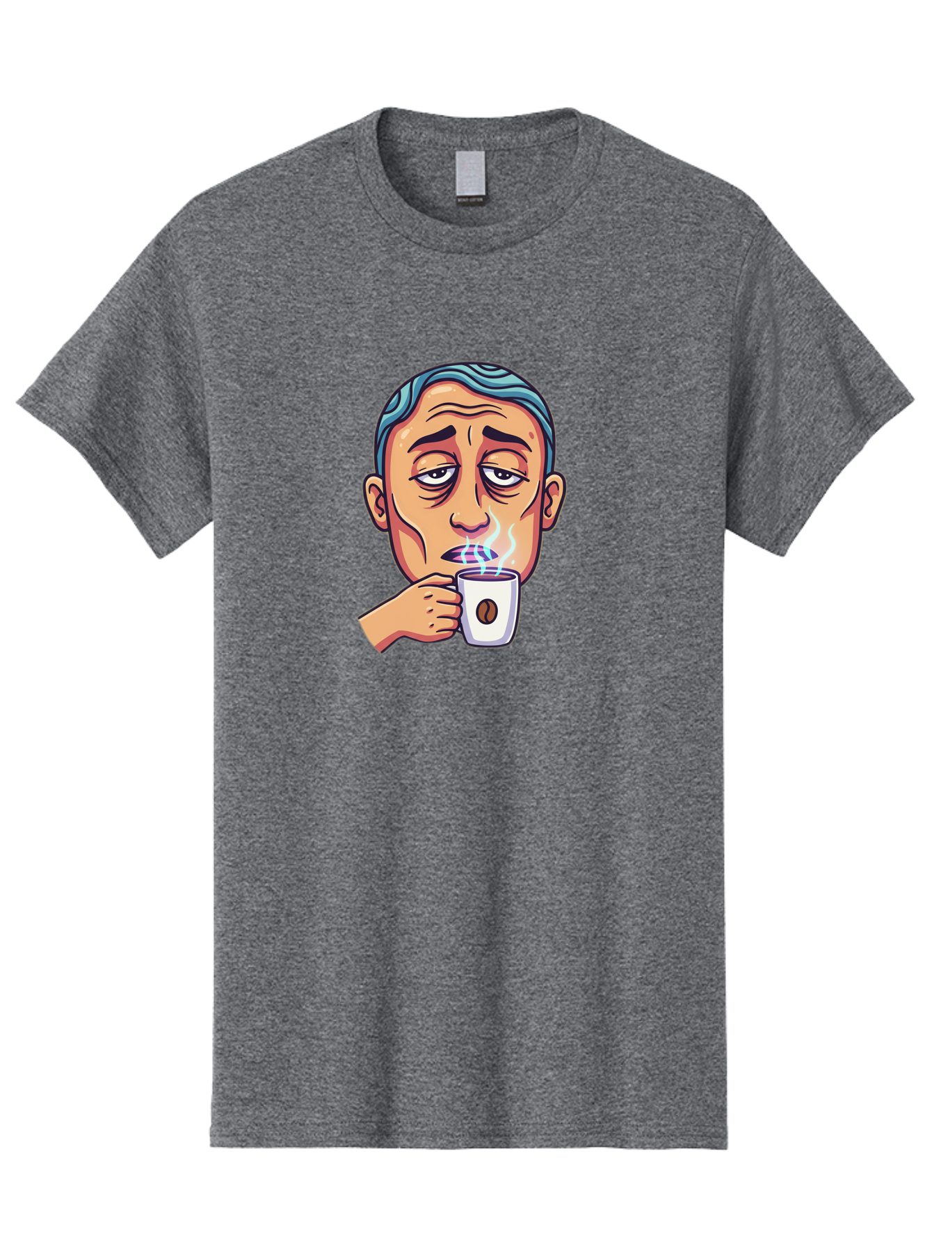 Man-Drinking-Coffee-1 Men'S Graphic Tee, 100% Cotton, Comfortable Casual Summer Wear, Machine Washable, Cartoon Man Drinking Coffee, Steaming Hot Beverage, Morning Pick-Me-Up, Caffeine Fix, Coffee Lover, Humorous Illustration Bac126 5