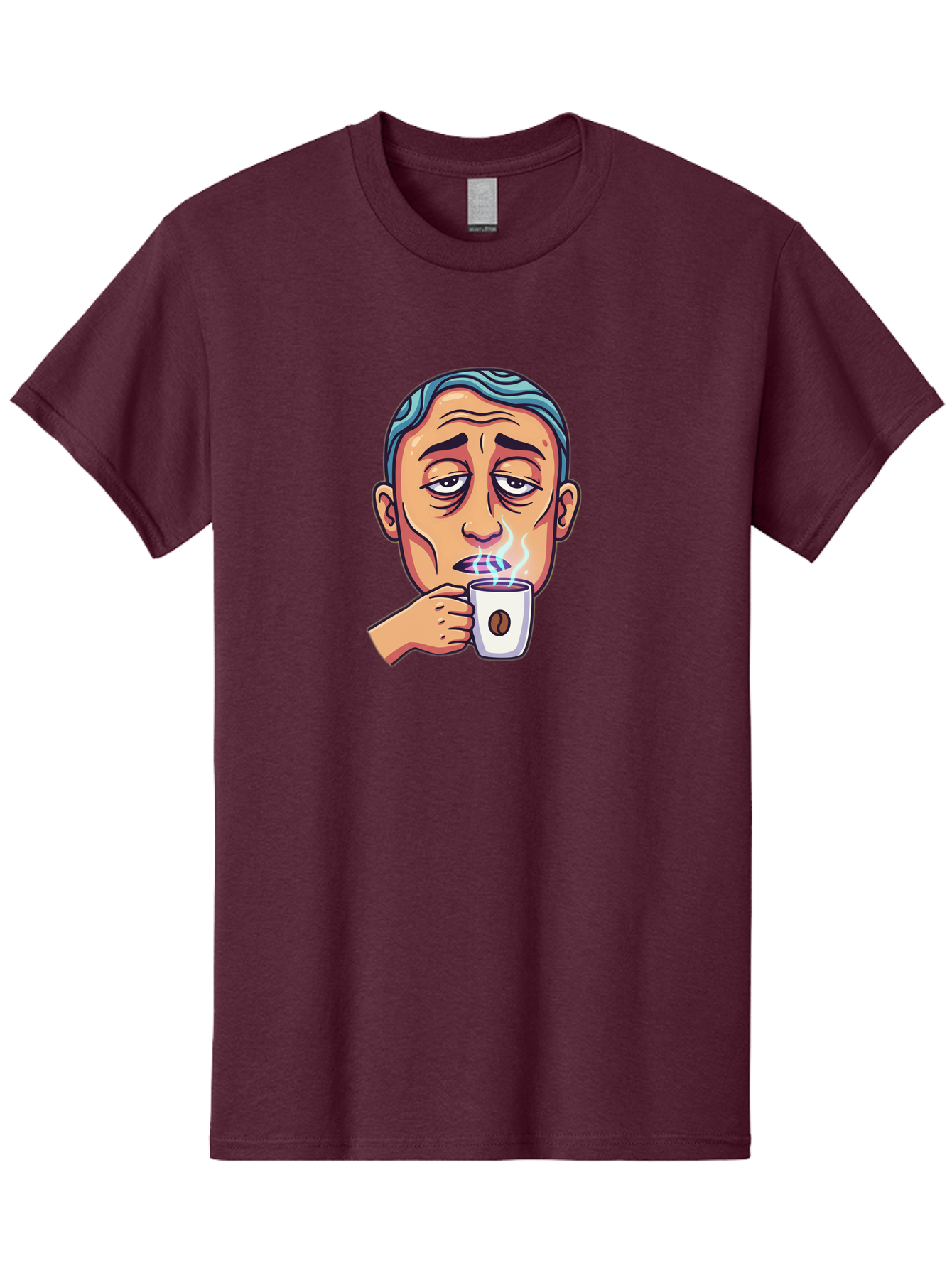 Man-Drinking-Coffee-1 Men'S Graphic Tee, 100% Cotton, Comfortable Casual Summer Wear, Machine Washable, Cartoon Man Drinking Coffee, Steaming Hot Beverage, Morning Pick-Me-Up, Caffeine Fix, Coffee Lover, Humorous Illustration Bac126 2