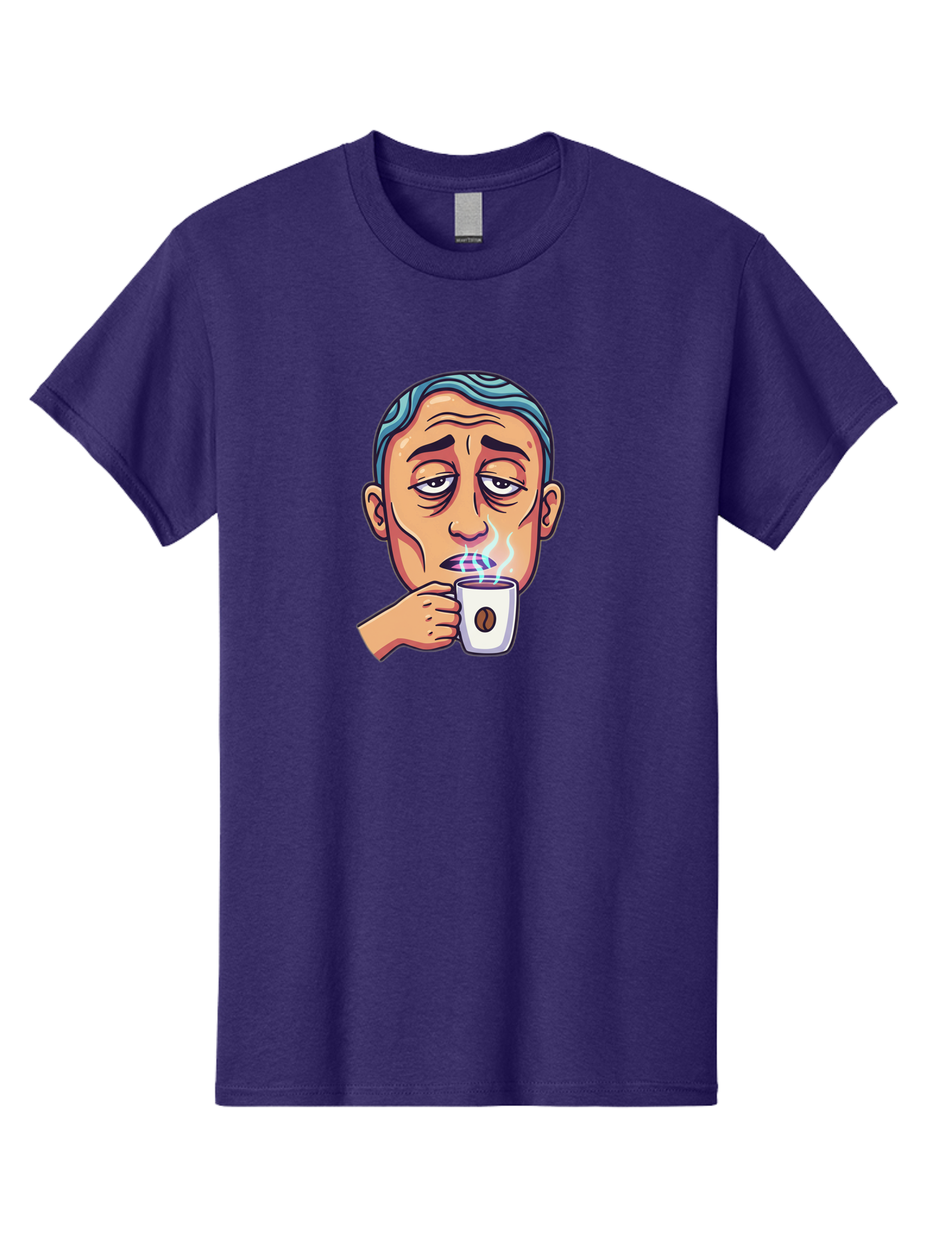 Man-Drinking-Coffee-1 Men'S Graphic Tee, 100% Cotton, Comfortable Casual Summer Wear, Machine Washable, Cartoon Man Drinking Coffee, Steaming Hot Beverage, Morning Pick-Me-Up, Caffeine Fix, Coffee Lover, Humorous Illustration Bac126 3