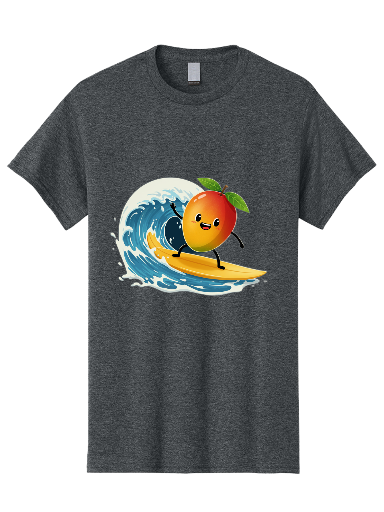 Mango-Surfing Men'S Graphic Tee, 100% Cotton, Comfortable Casual Summer Wear, Machine Washable, Cartoon Mango, Surfing Wave, Happy Face, Beach Fun, Summer Vibes, Ocean Wave, Surfing Cartoon, Playful Character, Cute Illustration Bac167 9