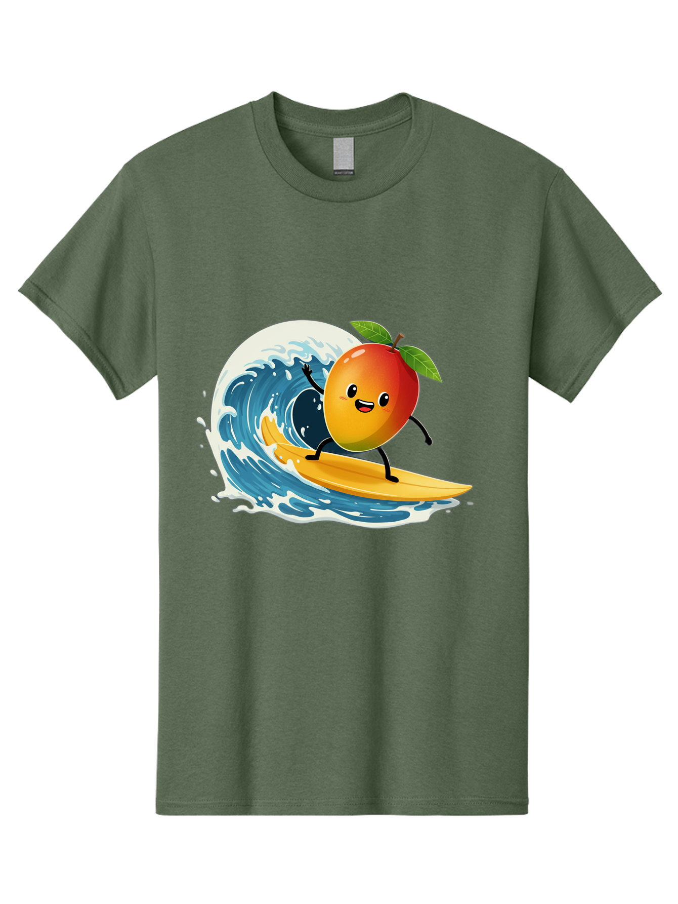 Mango-Surfing Men'S Graphic Tee, 100% Cotton, Comfortable Casual Summer Wear, Machine Washable, Cartoon Mango, Surfing Wave, Happy Face, Beach Fun, Summer Vibes, Ocean Wave, Surfing Cartoon, Playful Character, Cute Illustration Bac167 14