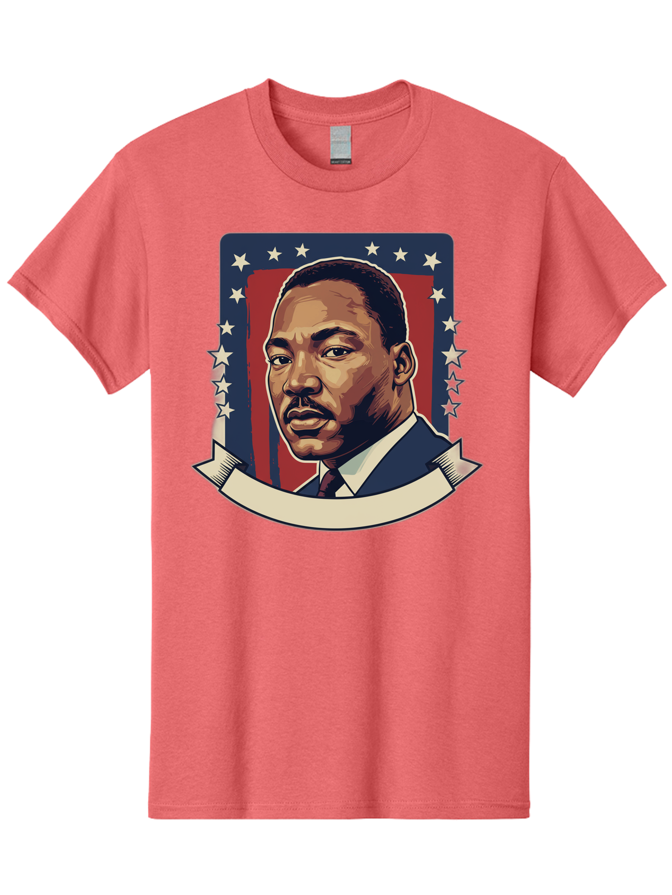Martin-Luther-King Men'S Graphic Tee, 100% Cotton, Comfortable Casual Summer Wear, Machine Washable, Martin Luther King Jr. Portrait, Civil Rights Leader, Patriotic Illustration, Red White And Blue, Stars And Stripes, Inspirational Quote, Bac180 14