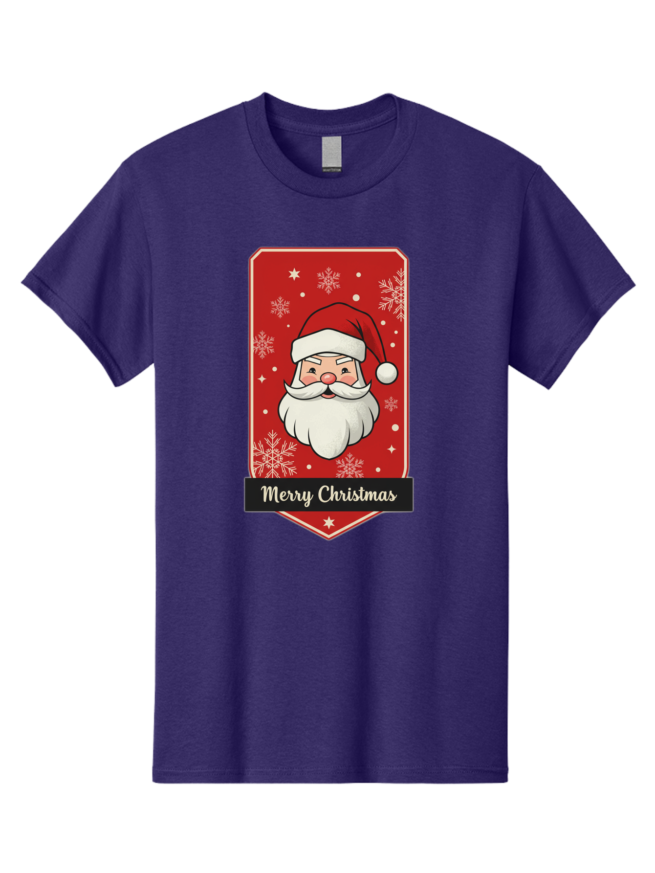 Merry-Christmas-Santa Men'S Graphic Tee, 100% Cotton, Comfortable Casual Summer Wear, Machine Washable, Christmas Badge, Merry Christmas, Santa Claus, Festive Design, Holiday Greeting, Cartoon Santa, Red And White, Snowflakes, Bac187 13