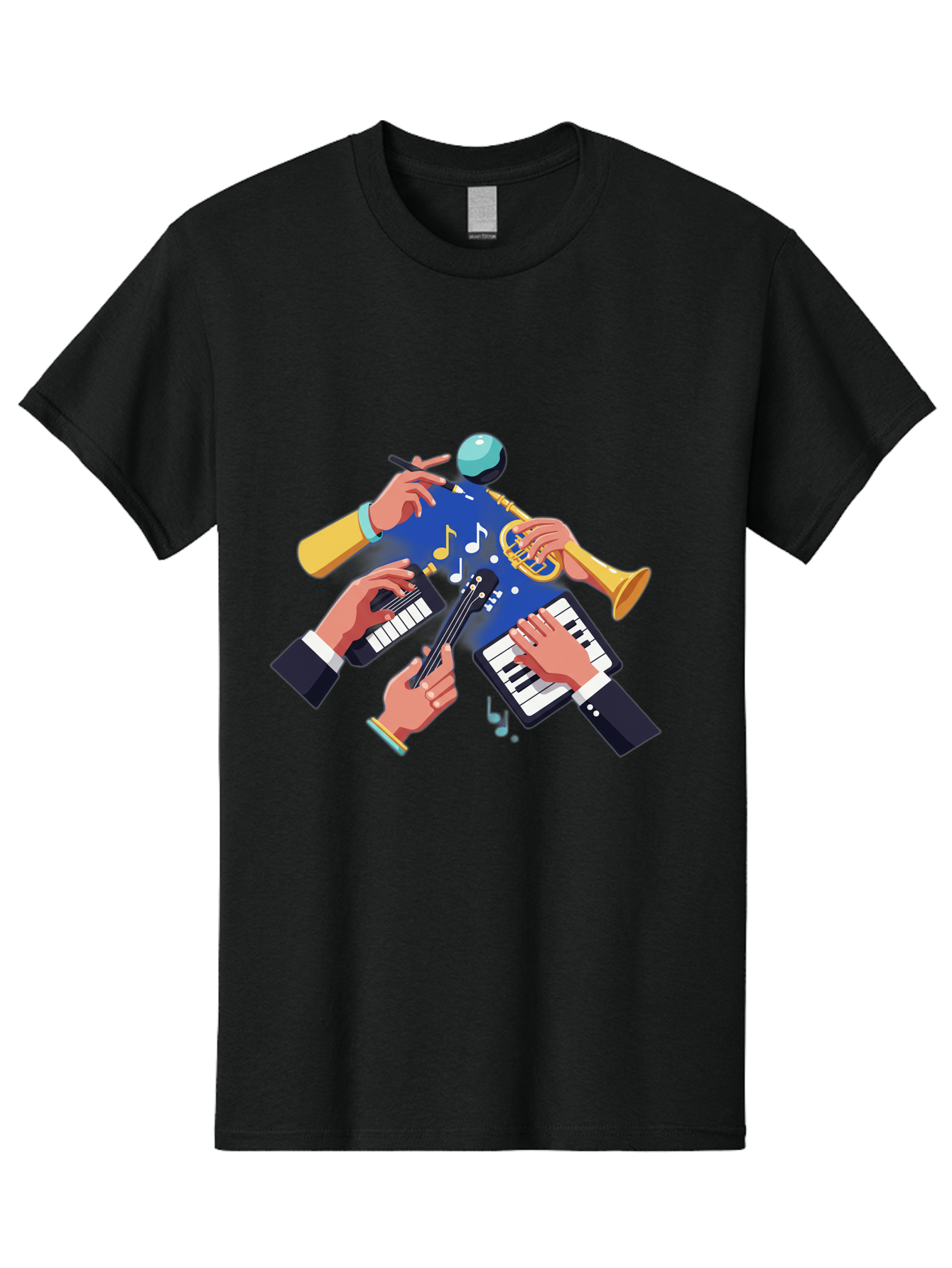 Music-Maestro Men'S Graphic Tee, 100% Cotton, Comfortable Casual Summer Wear, Machine Washable, Musical Man, Multiple Instruments, Creative Music, Diverse Instrumentation, Harmonious Sound, Innovative Art, Music Lover, Melodious Harmony, Bac190 8