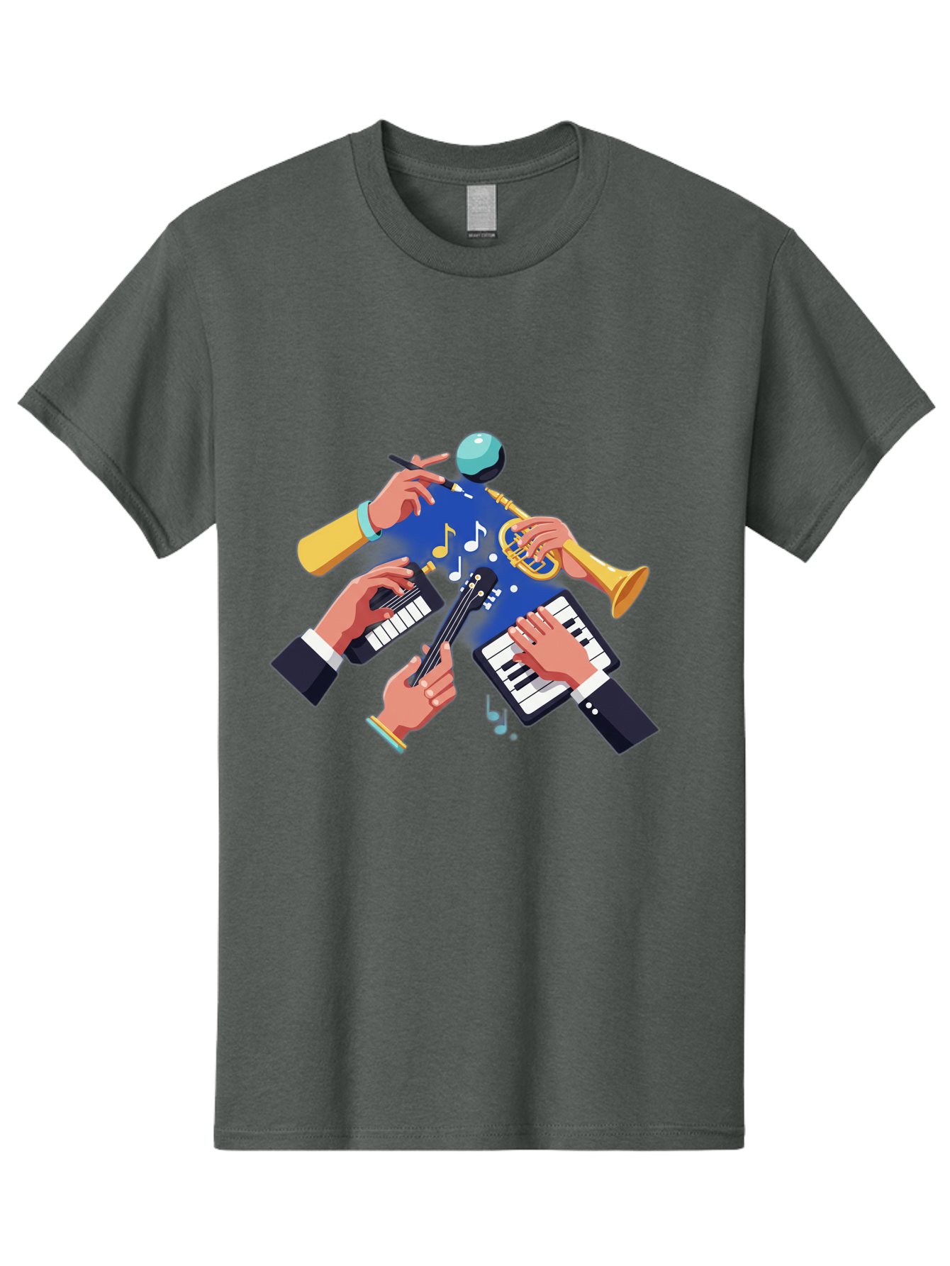 Music-Maestro Men'S Graphic Tee, 100% Cotton, Comfortable Casual Summer Wear, Machine Washable, Musical Man, Multiple Instruments, Creative Music, Diverse Instrumentation, Harmonious Sound, Innovative Art, Music Lover, Melodious Harmony, Bac190 6