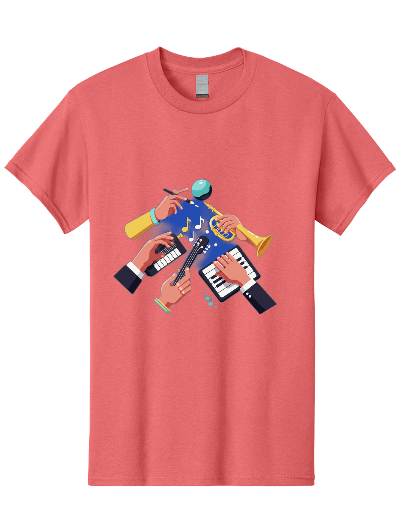 Music-Maestro Men'S Graphic Tee, 100% Cotton, Comfortable Casual Summer Wear, Machine Washable, Musical Man, Multiple Instruments, Creative Music, Diverse Instrumentation, Harmonious Sound, Innovative Art, Music Lover, Melodious Harmony, Bac190 10