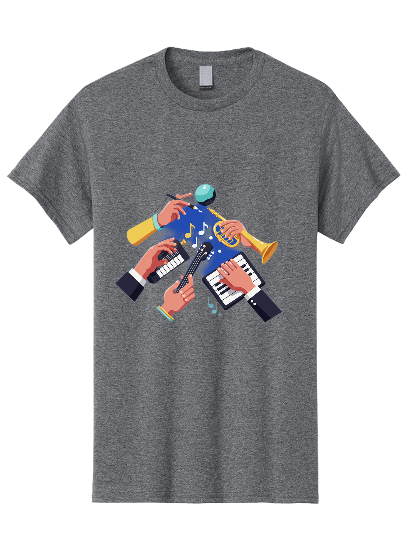 Music-Maestro Men'S Graphic Tee, 100% Cotton, Comfortable Casual Summer Wear, Machine Washable, Musical Man, Multiple Instruments, Creative Music, Diverse Instrumentation, Harmonious Sound, Innovative Art, Music Lover, Melodious Harmony, Bac190 12