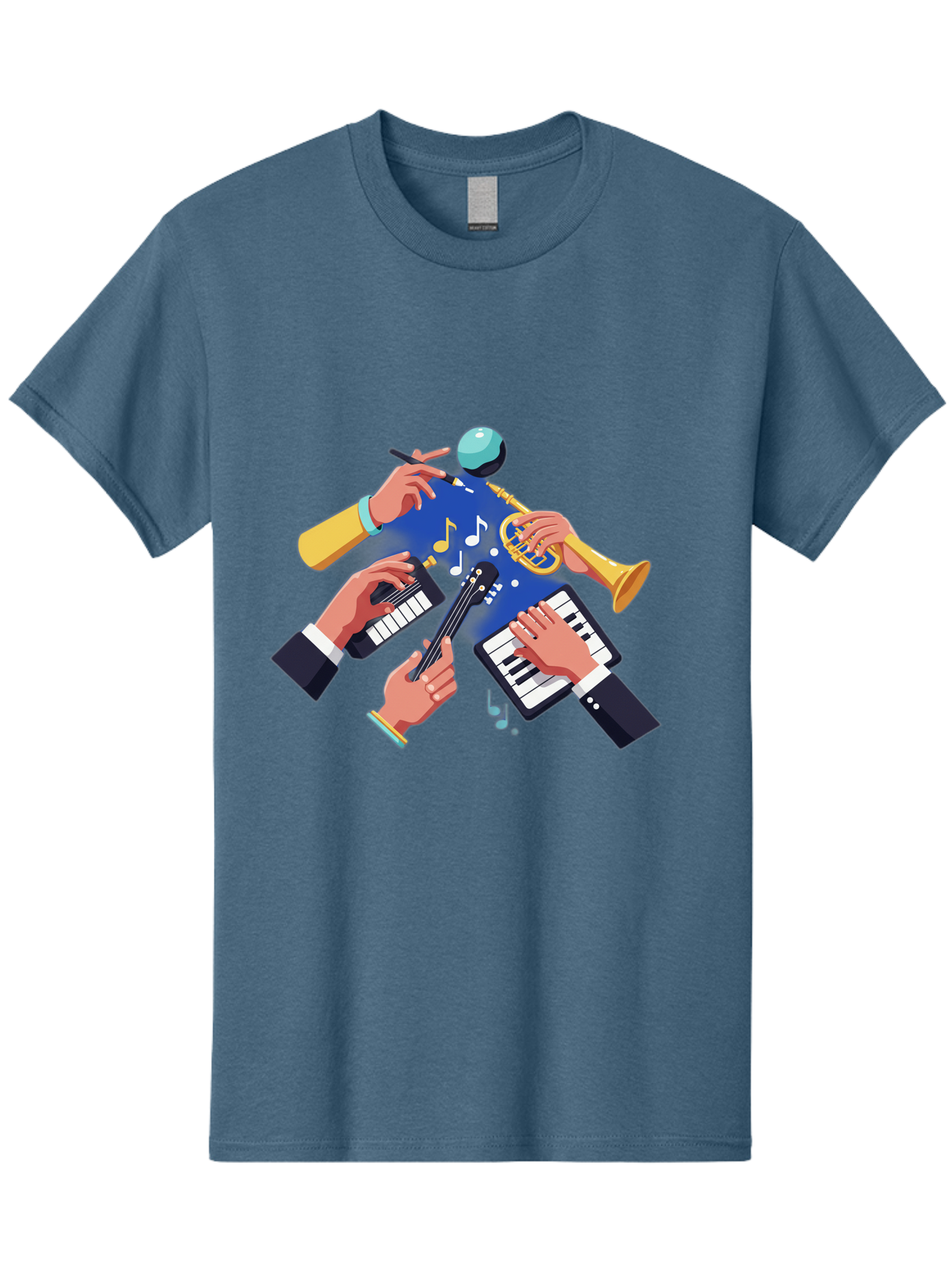 Music-Maestro Men'S Graphic Tee, 100% Cotton, Comfortable Casual Summer Wear, Machine Washable, Musical Man, Multiple Instruments, Creative Music, Diverse Instrumentation, Harmonious Sound, Innovative Art, Music Lover, Melodious Harmony, Bac190 5