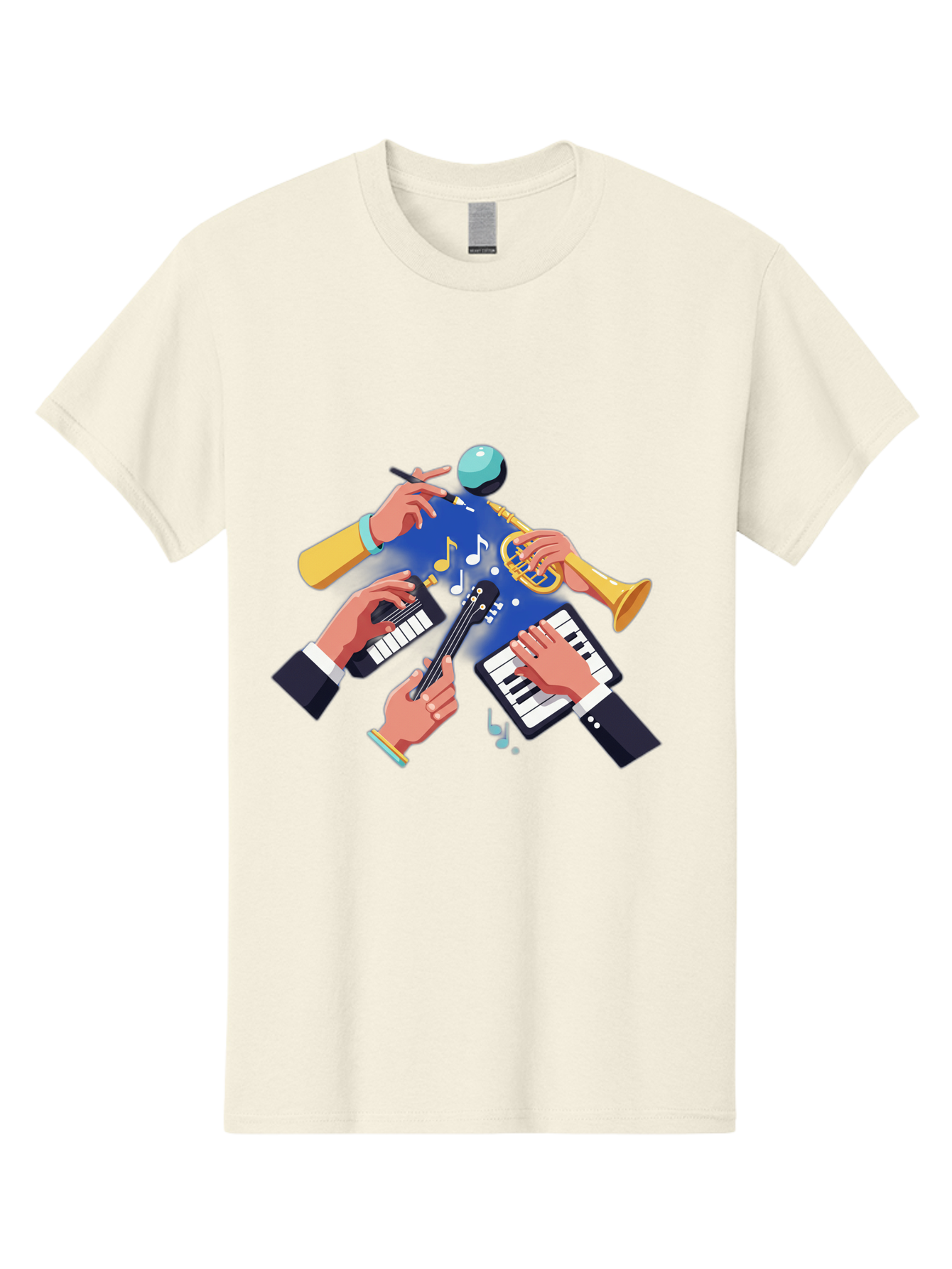Music-Maestro Men'S Graphic Tee, 100% Cotton, Comfortable Casual Summer Wear, Machine Washable, Musical Man, Multiple Instruments, Creative Music, Diverse Instrumentation, Harmonious Sound, Innovative Art, Music Lover, Melodious Harmony, Bac190 9