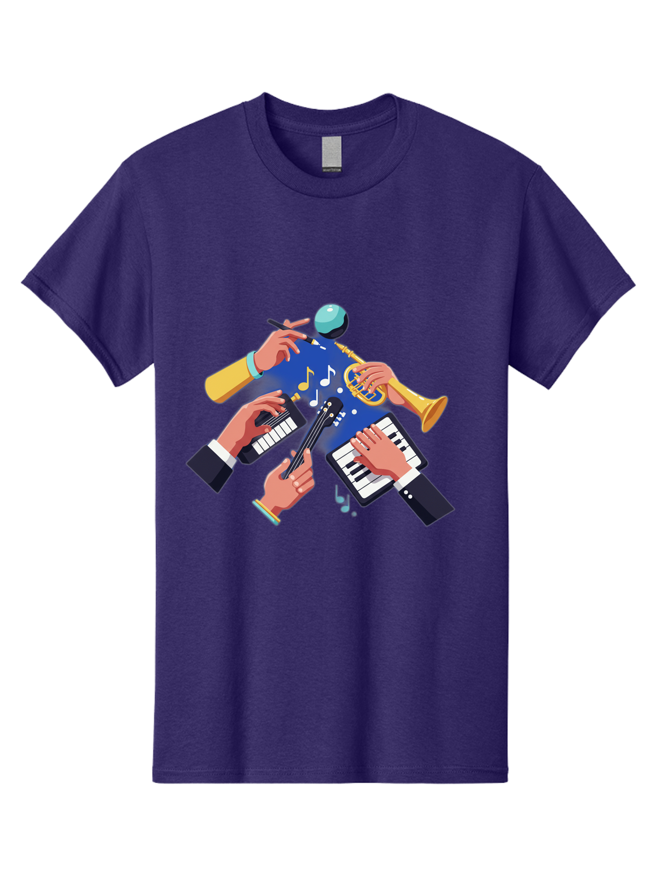 Music-Maestro Men'S Graphic Tee, 100% Cotton, Comfortable Casual Summer Wear, Machine Washable, Musical Man, Multiple Instruments, Creative Music, Diverse Instrumentation, Harmonious Sound, Innovative Art, Music Lover, Melodious Harmony, Bac190 4