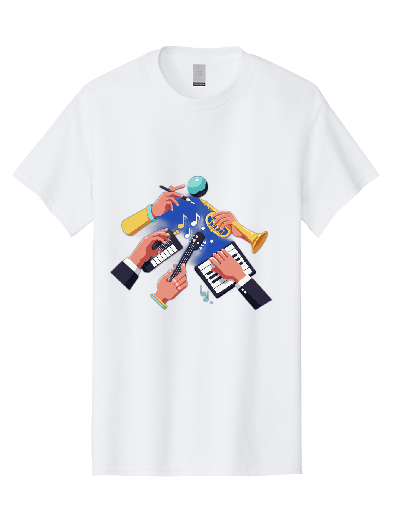 Music-Maestro Men'S Graphic Tee, 100% Cotton, Comfortable Casual Summer Wear, Machine Washable, Musical Man, Multiple Instruments, Creative Music, Diverse Instrumentation, Harmonious Sound, Innovative Art, Music Lover, Melodious Harmony, Bac190 2