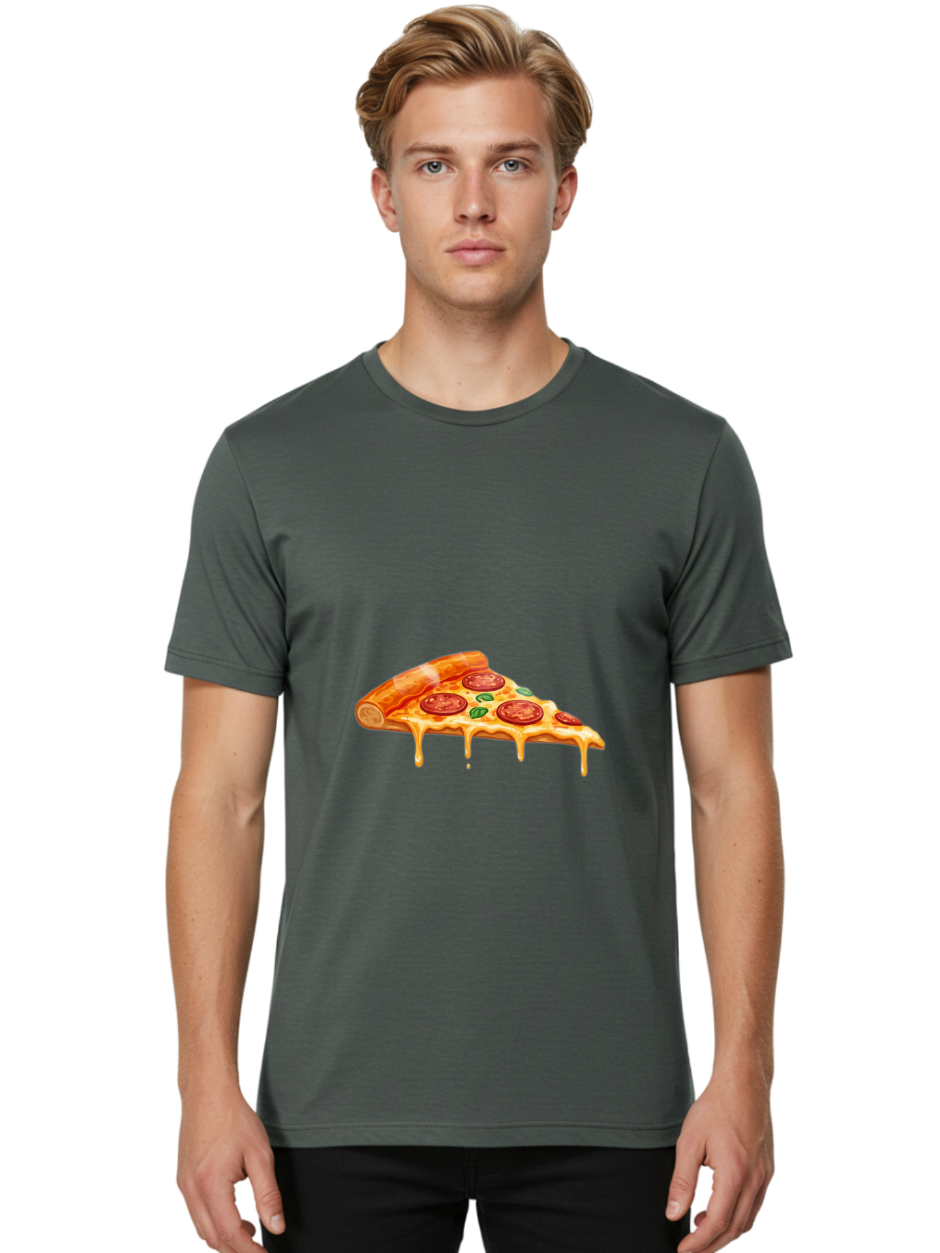 Pepperoni-Pizza-Slice-14 Men'S Graphic Tee, 100% Cotton, Comfortable Casual Summer Wear, Machine Washable, Cheesy Pepperoni Pizza, Melted Mozzarella, Spicy Pepperoni Slices, Fresh Basil Leaves, Italian Cuisine, Pizza Lover, Foodie Delight, Bac224 26
