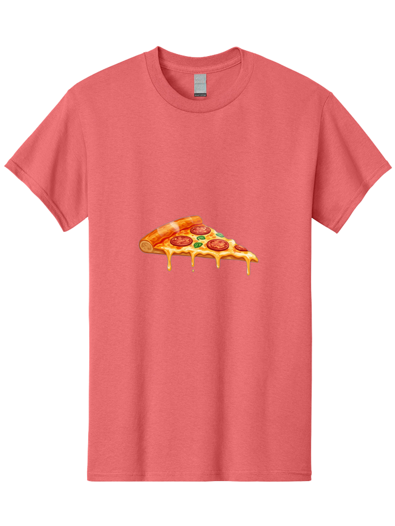 Pepperoni-Pizza-Slice-14 Men'S Graphic Tee, 100% Cotton, Comfortable Casual Summer Wear, Machine Washable, Cheesy Pepperoni Pizza, Melted Mozzarella, Spicy Pepperoni Slices, Fresh Basil Leaves, Italian Cuisine, Pizza Lover, Foodie Delight, Bac224 14