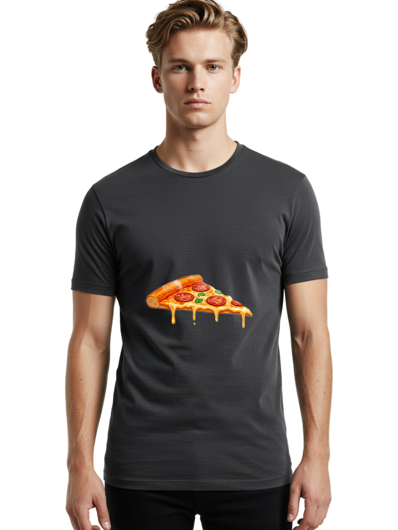 Pepperoni-Pizza-Slice-14 Men'S Graphic Tee, 100% Cotton, Comfortable Casual Summer Wear, Machine Washable, Cheesy Pepperoni Pizza, Melted Mozzarella, Spicy Pepperoni Slices, Fresh Basil Leaves, Italian Cuisine, Pizza Lover, Foodie Delight, Bac224 22