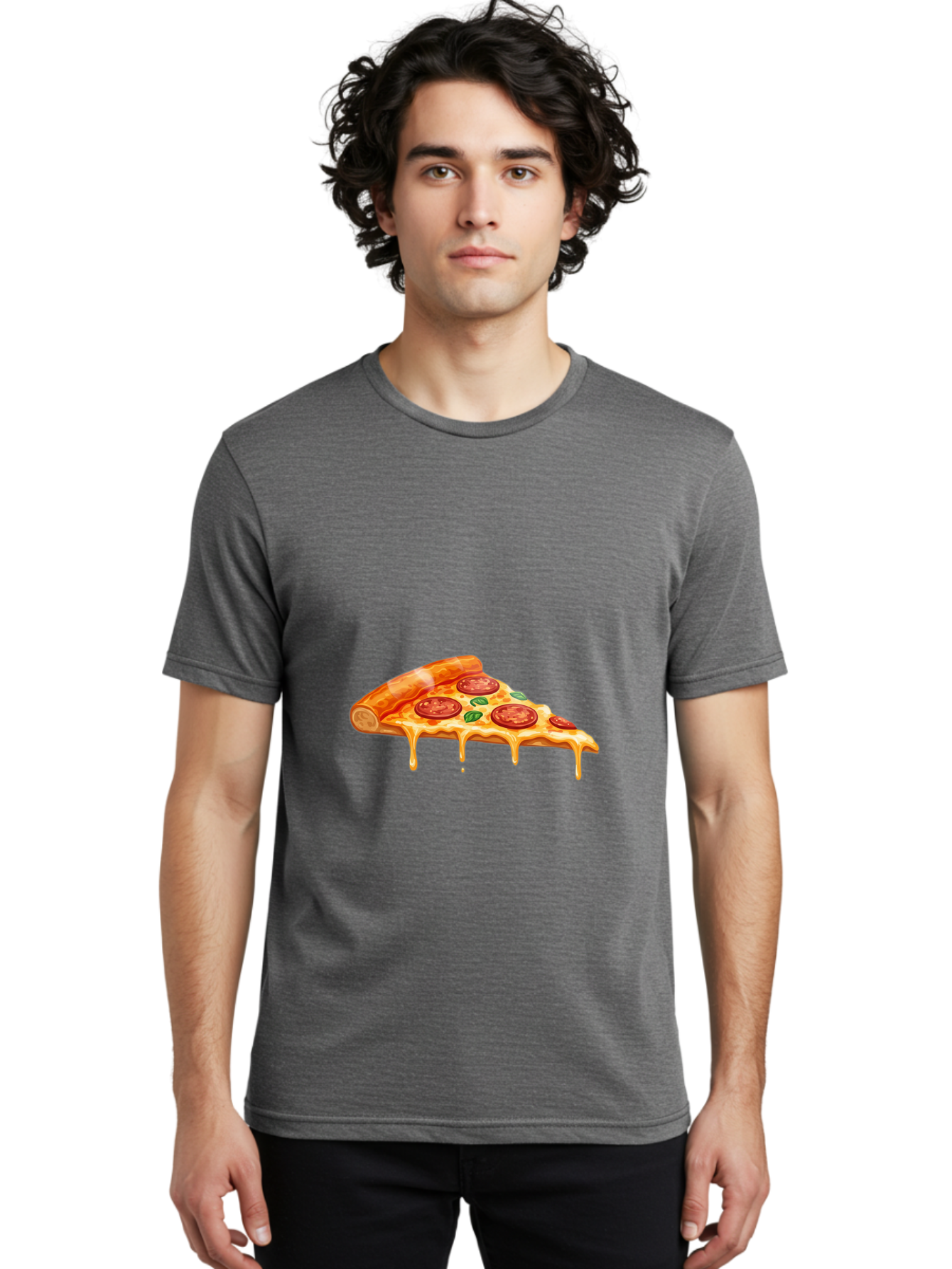 Pepperoni-Pizza-Slice-14 Men'S Graphic Tee, 100% Cotton, Comfortable Casual Summer Wear, Machine Washable, Cheesy Pepperoni Pizza, Melted Mozzarella, Spicy Pepperoni Slices, Fresh Basil Leaves, Italian Cuisine, Pizza Lover, Foodie Delight, Bac224 16