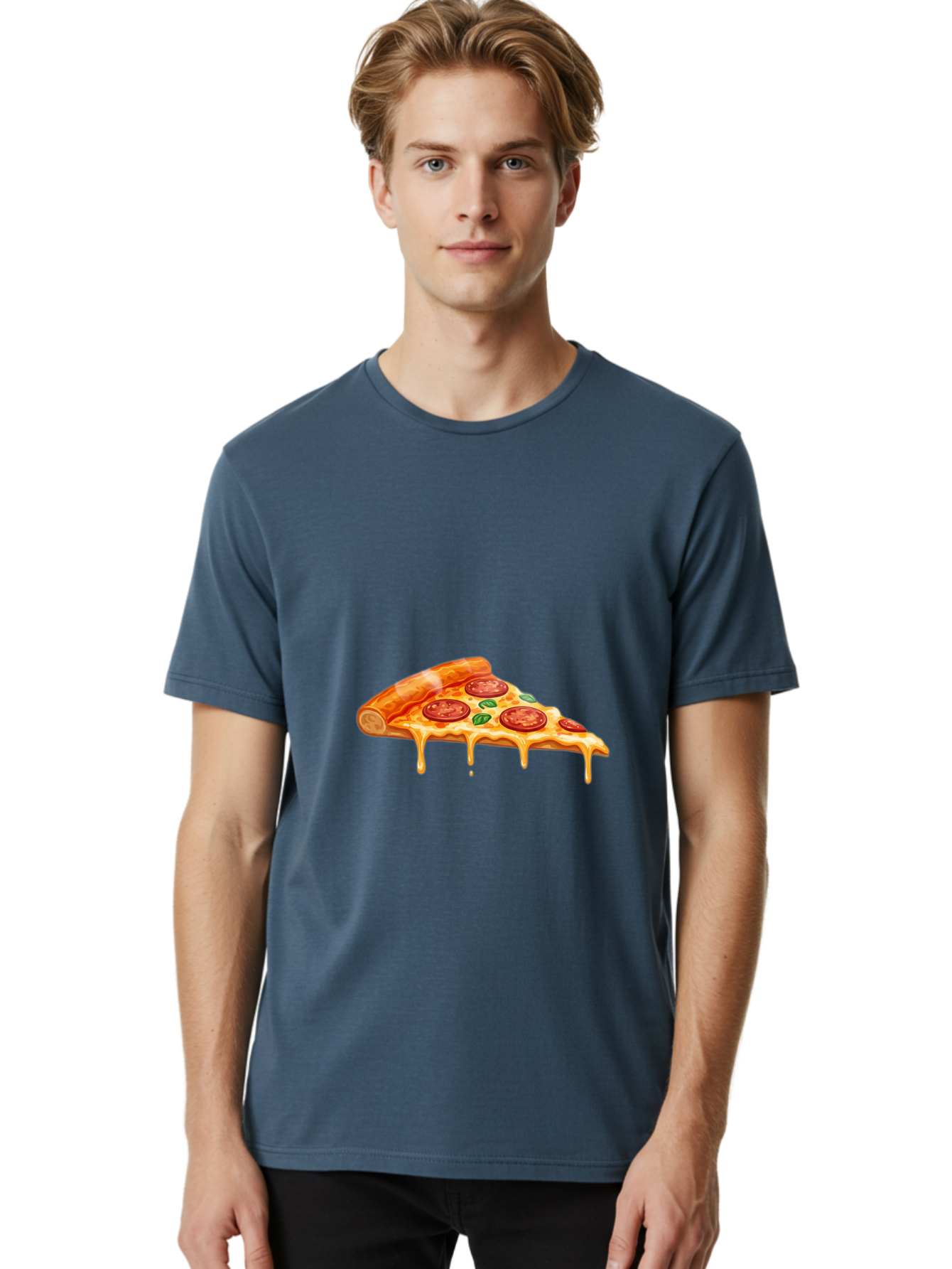 Pepperoni-Pizza-Slice-14 Men'S Graphic Tee, 100% Cotton, Comfortable Casual Summer Wear, Machine Washable, Cheesy Pepperoni Pizza, Melted Mozzarella, Spicy Pepperoni Slices, Fresh Basil Leaves, Italian Cuisine, Pizza Lover, Foodie Delight, Bac224 21