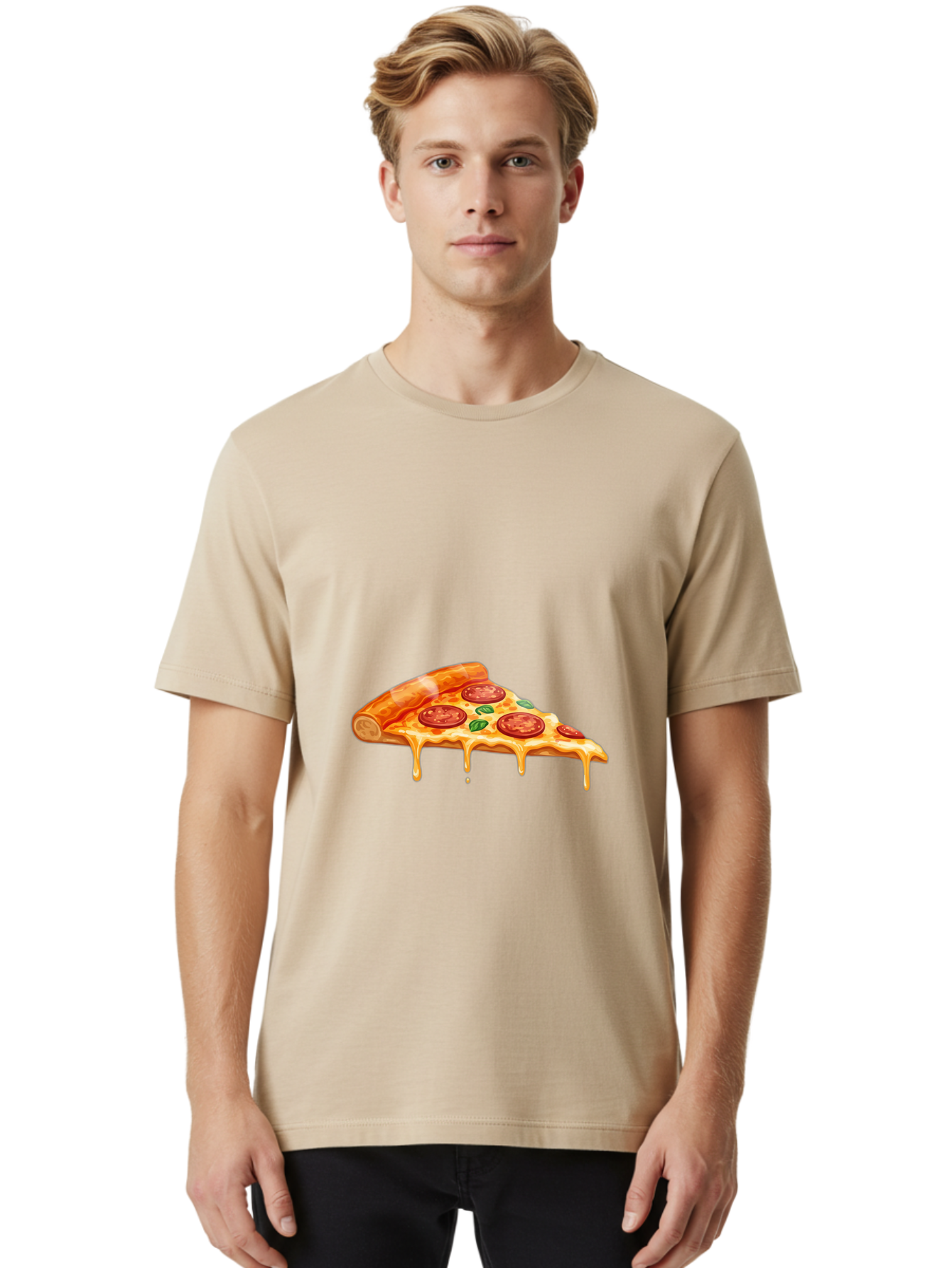 Pepperoni-Pizza-Slice-14 Men'S Graphic Tee, 100% Cotton, Comfortable Casual Summer Wear, Machine Washable, Cheesy Pepperoni Pizza, Melted Mozzarella, Spicy Pepperoni Slices, Fresh Basil Leaves, Italian Cuisine, Pizza Lover, Foodie Delight, Bac224 20