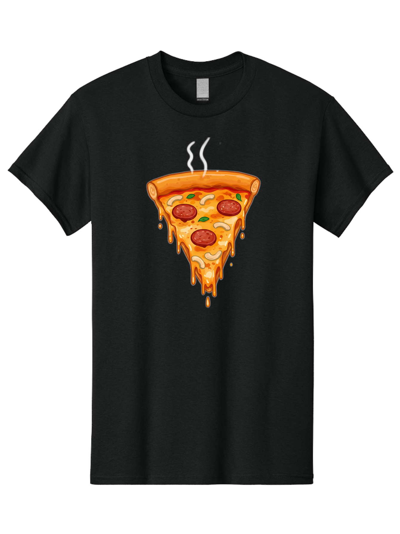 Pepperoni-Pizza-Slice-18 Men'S Graphic Tee, 100% Cotton, Comfortable Casual Summer Wear, Machine Washable, Cheesy Pizza Slice, Pepperoni Pizza, Melted Cheese, Hot Pizza, Fresh Basil, Pepperoni Slices, Steaming Pizza, Tasty Topping, Pizza Lover Bac228 5