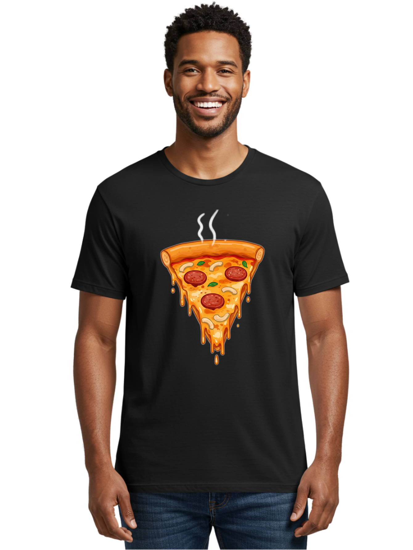 Pepperoni-Pizza-Slice-18 Men'S Graphic Tee, 100% Cotton, Comfortable Casual Summer Wear, Machine Washable, Cheesy Pizza Slice, Pepperoni Pizza, Melted Cheese, Hot Pizza, Fresh Basil, Pepperoni Slices, Steaming Pizza, Tasty Topping, Pizza Lover Bac228 20