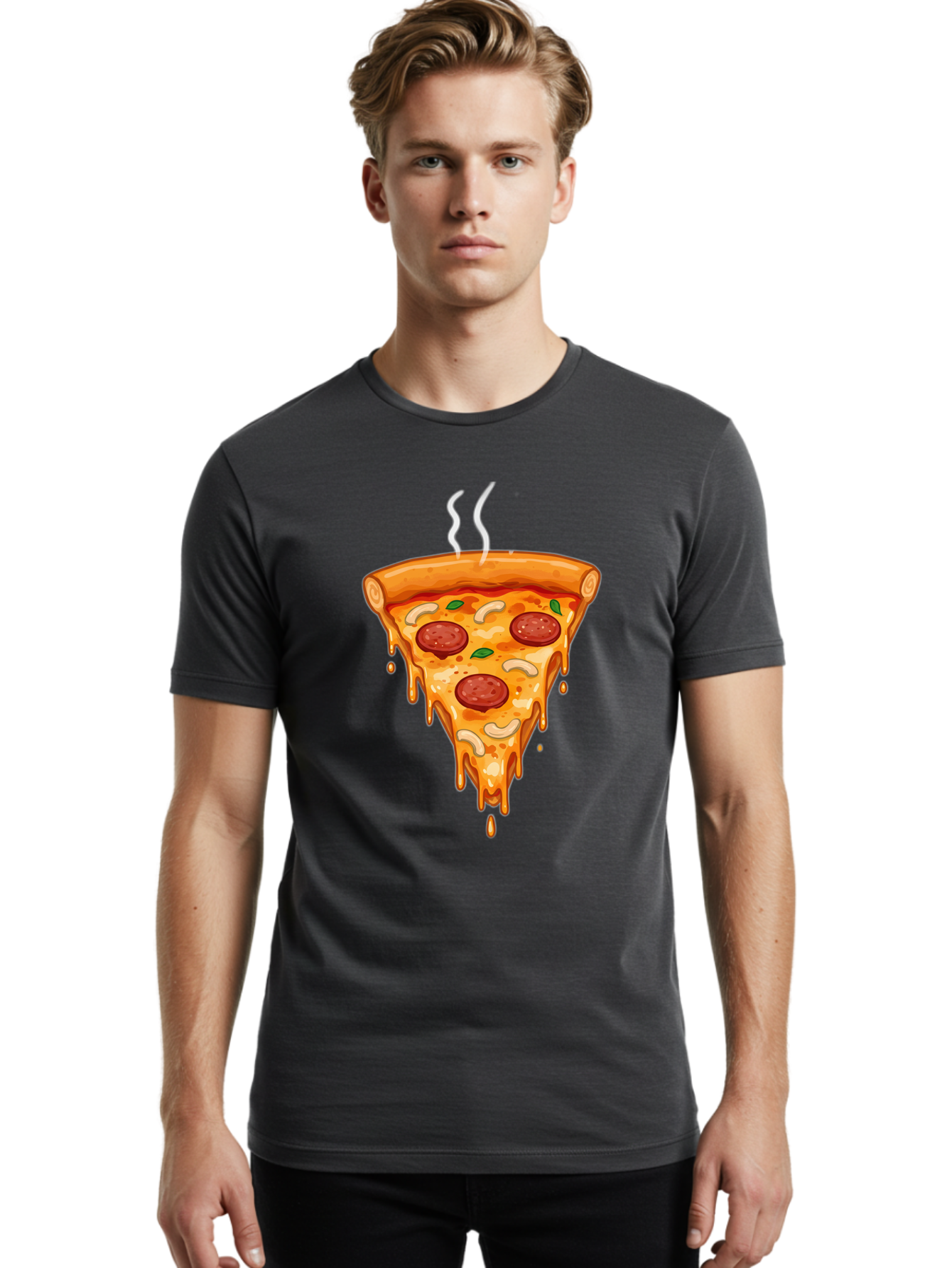 Pepperoni-Pizza-Slice-18 Men'S Graphic Tee, 100% Cotton, Comfortable Casual Summer Wear, Machine Washable, Cheesy Pizza Slice, Pepperoni Pizza, Melted Cheese, Hot Pizza, Fresh Basil, Pepperoni Slices, Steaming Pizza, Tasty Topping, Pizza Lover Bac228 22