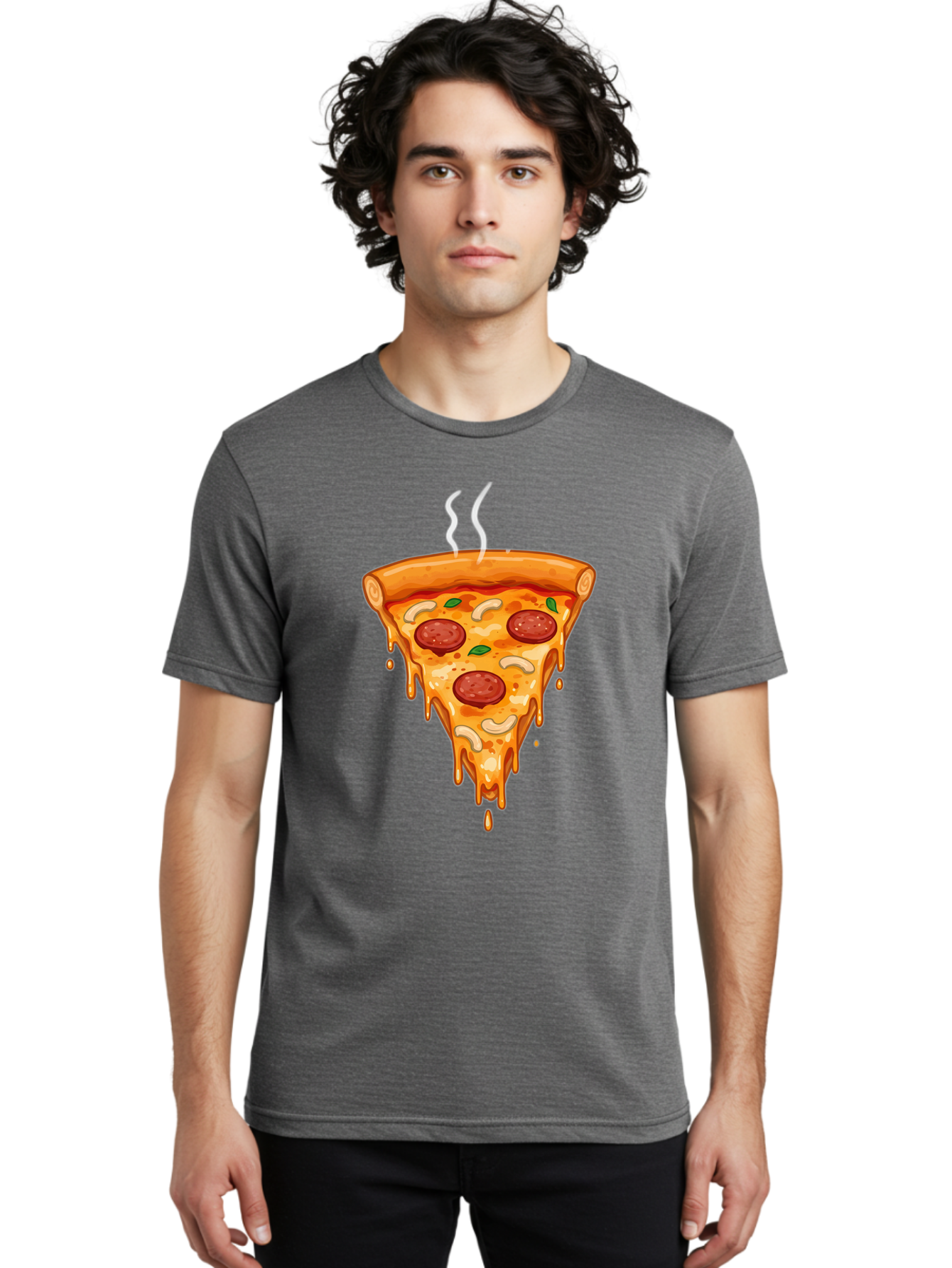 Pepperoni-Pizza-Slice-18 Men'S Graphic Tee, 100% Cotton, Comfortable Casual Summer Wear, Machine Washable, Cheesy Pizza Slice, Pepperoni Pizza, Melted Cheese, Hot Pizza, Fresh Basil, Pepperoni Slices, Steaming Pizza, Tasty Topping, Pizza Lover Bac228 30