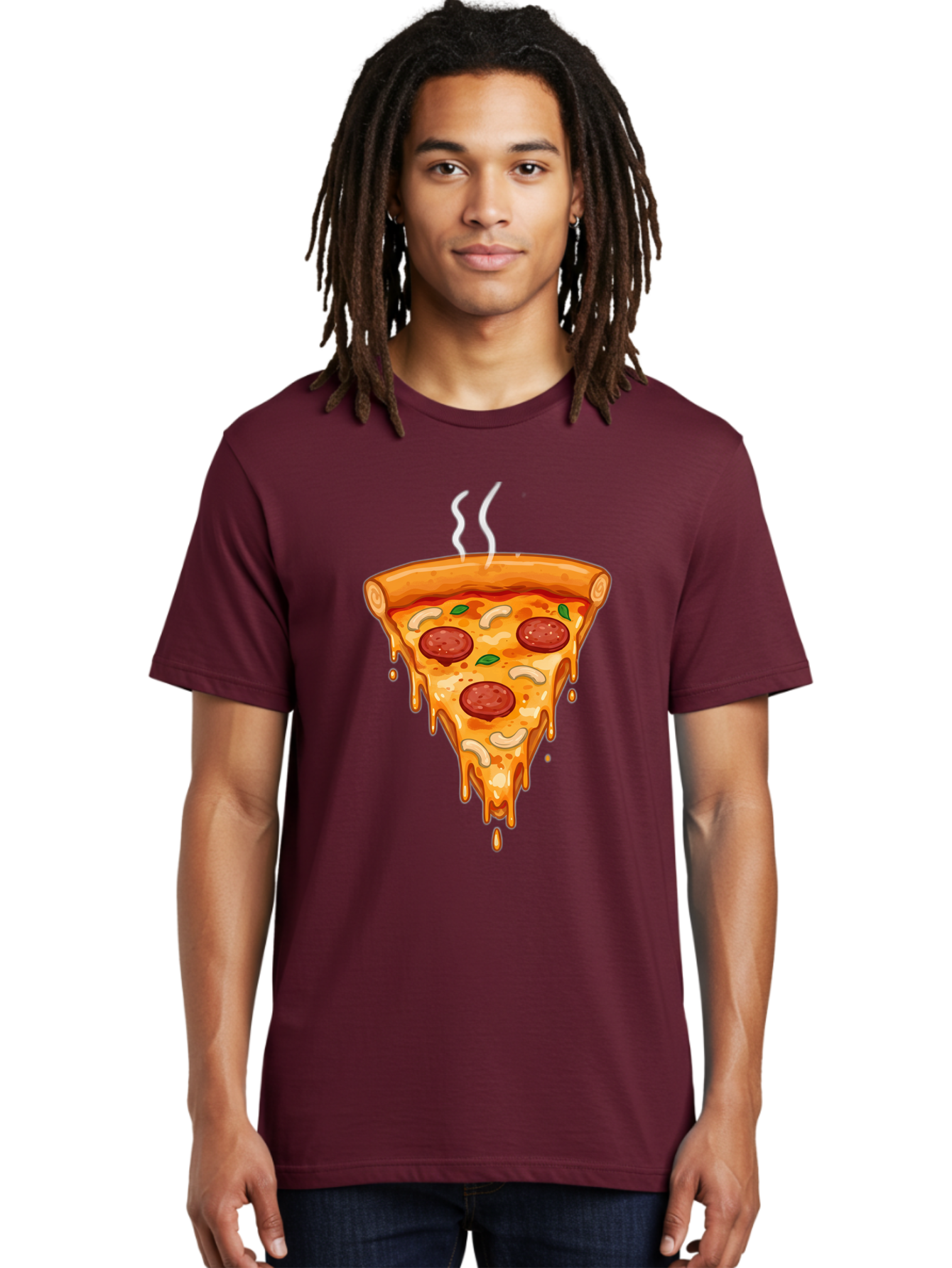 Pepperoni-Pizza-Slice-18 Men'S Graphic Tee, 100% Cotton, Comfortable Casual Summer Wear, Machine Washable, Cheesy Pizza Slice, Pepperoni Pizza, Melted Cheese, Hot Pizza, Fresh Basil, Pepperoni Slices, Steaming Pizza, Tasty Topping, Pizza Lover Bac228 26