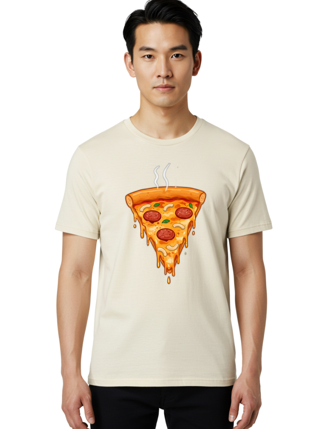 Pepperoni-Pizza-Slice-18 Men'S Graphic Tee, 100% Cotton, Comfortable Casual Summer Wear, Machine Washable, Cheesy Pizza Slice, Pepperoni Pizza, Melted Cheese, Hot Pizza, Fresh Basil, Pepperoni Slices, Steaming Pizza, Tasty Topping, Pizza Lover Bac228 17
