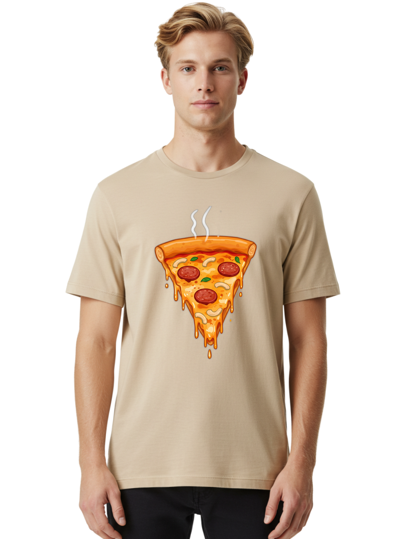 Pepperoni-Pizza-Slice-18 Men'S Graphic Tee, 100% Cotton, Comfortable Casual Summer Wear, Machine Washable, Cheesy Pizza Slice, Pepperoni Pizza, Melted Cheese, Hot Pizza, Fresh Basil, Pepperoni Slices, Steaming Pizza, Tasty Topping, Pizza Lover Bac228 24