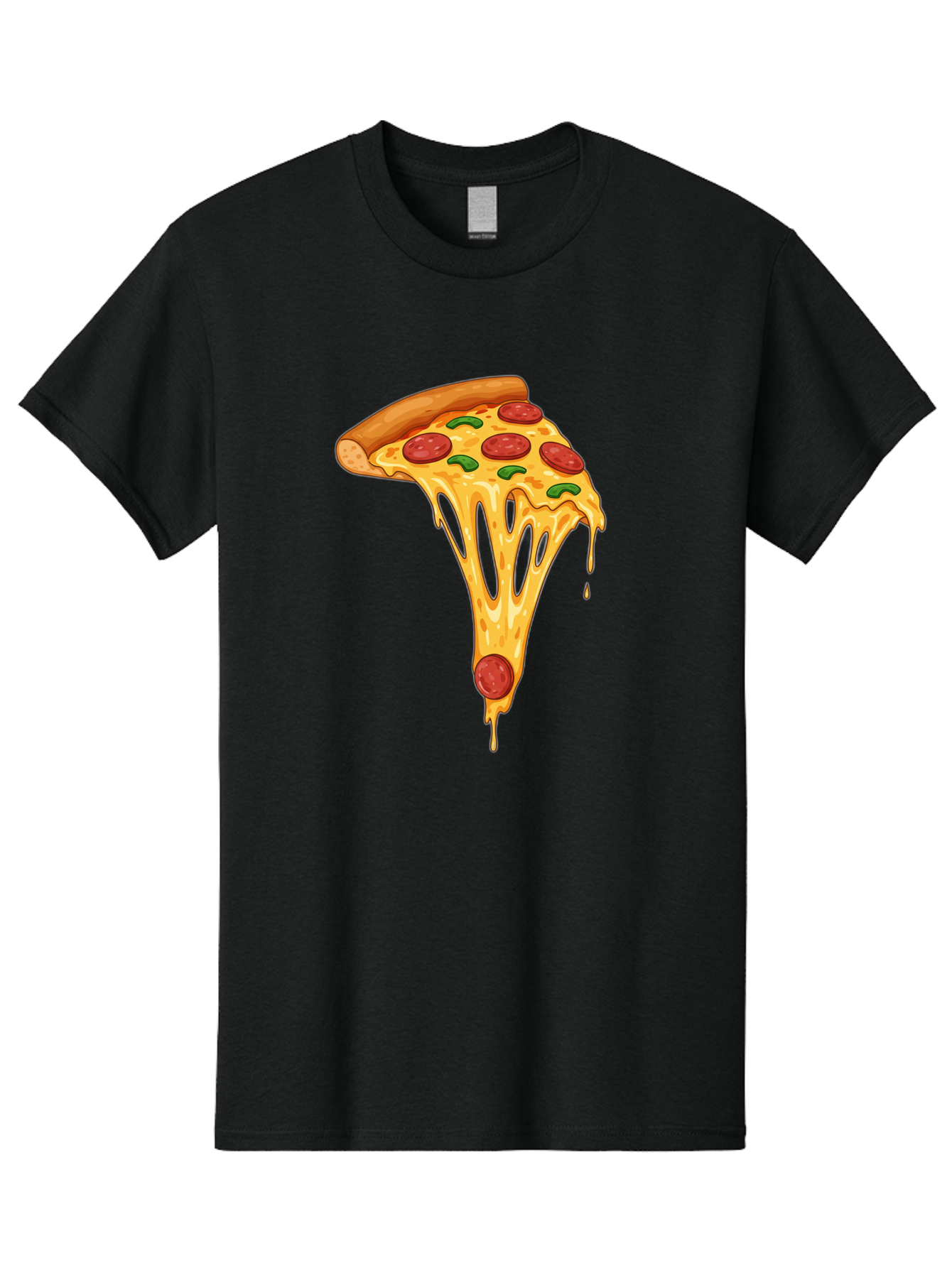 Pepperoni-Pizza-Slice-6 Men'S Graphic Tee, 100% Cotton, Comfortable Casual Summer Wear, Machine Washable, Pepperoni Pizza, Cheesy Goodness, Melted Cheese, Green Peppers, Savory Delight, Italian Cuisine, Foodie Favorite, Pizza Love, Bac238 5