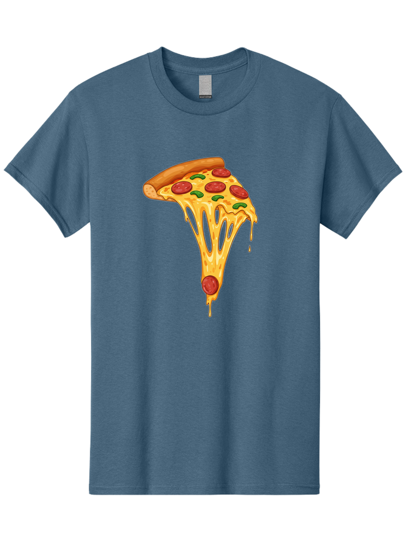 Pepperoni-Pizza-Slice-6 Men'S Graphic Tee, 100% Cotton, Comfortable Casual Summer Wear, Machine Washable, Pepperoni Pizza, Cheesy Goodness, Melted Cheese, Green Peppers, Savory Delight, Italian Cuisine, Foodie Favorite, Pizza Love, Bac238 14