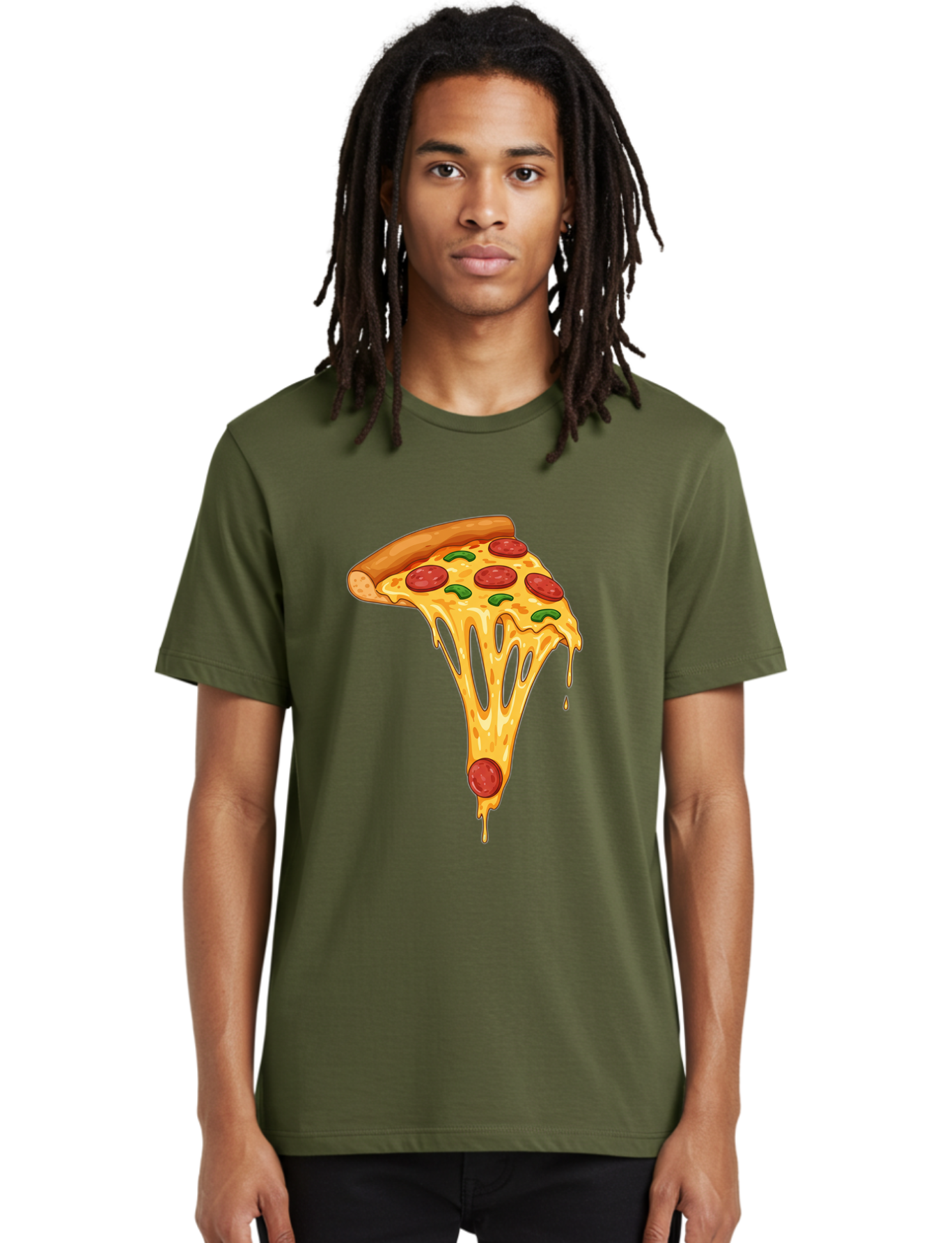 Pepperoni-Pizza-Slice-6 Men'S Graphic Tee, 100% Cotton, Comfortable Casual Summer Wear, Machine Washable, Pepperoni Pizza, Cheesy Goodness, Melted Cheese, Green Peppers, Savory Delight, Italian Cuisine, Foodie Favorite, Pizza Love, Bac238 16
