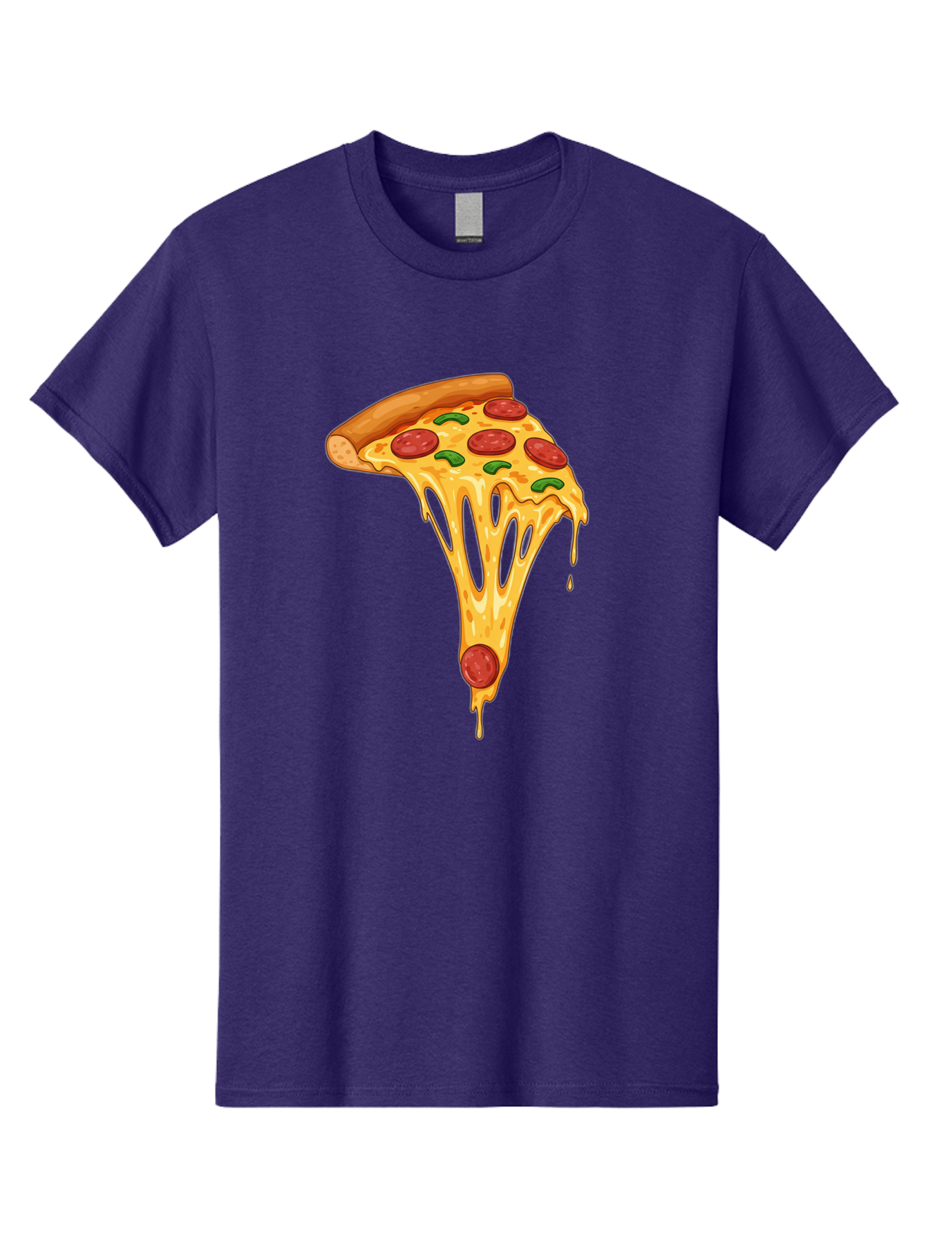 Pepperoni-Pizza-Slice-6 Men'S Graphic Tee, 100% Cotton, Comfortable Casual Summer Wear, Machine Washable, Pepperoni Pizza, Cheesy Goodness, Melted Cheese, Green Peppers, Savory Delight, Italian Cuisine, Foodie Favorite, Pizza Love, Bac238 4