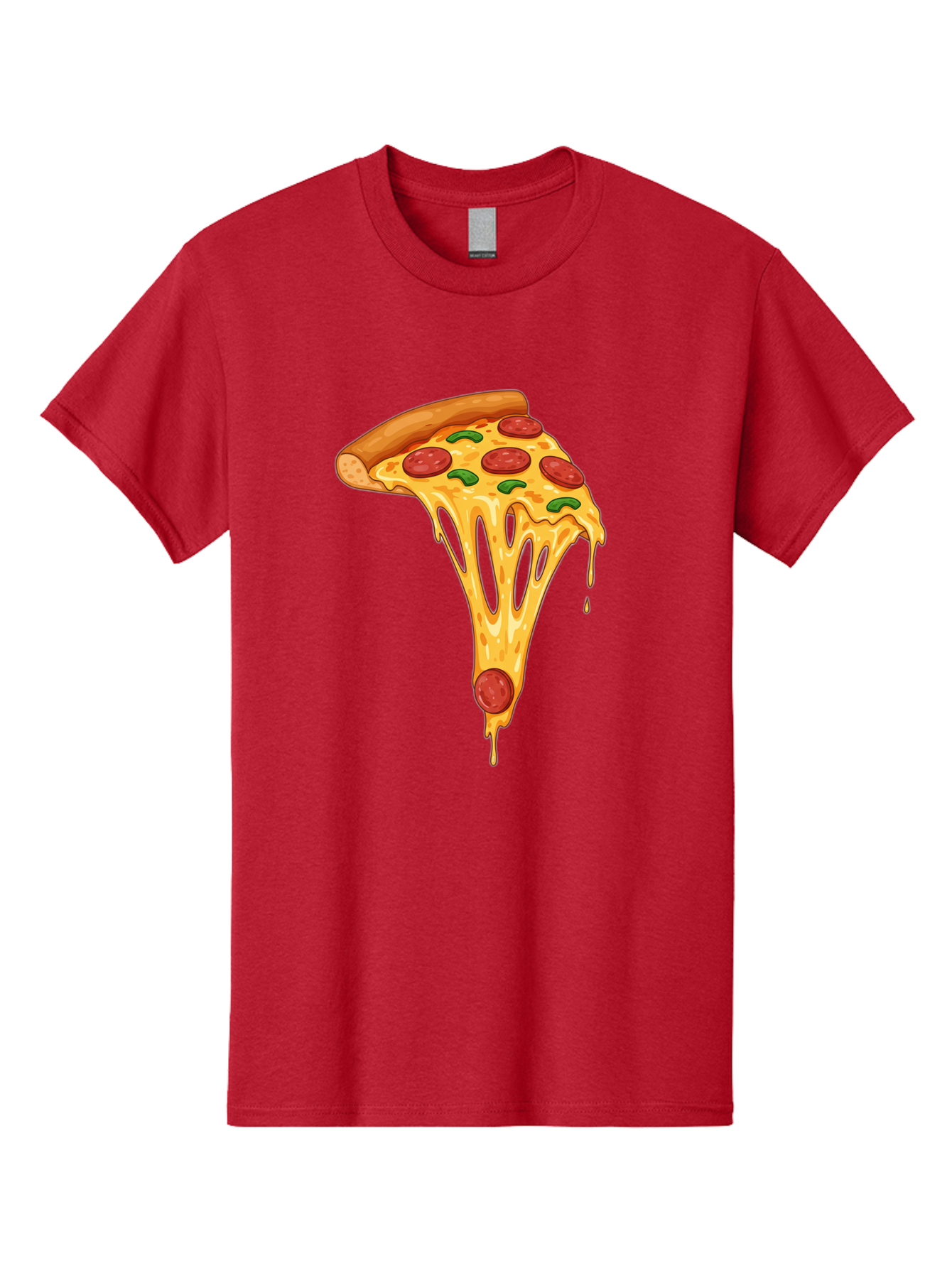 Pepperoni-Pizza-Slice-6 Men'S Graphic Tee, 100% Cotton, Comfortable Casual Summer Wear, Machine Washable, Pepperoni Pizza, Cheesy Goodness, Melted Cheese, Green Peppers, Savory Delight, Italian Cuisine, Foodie Favorite, Pizza Love, Bac238 10