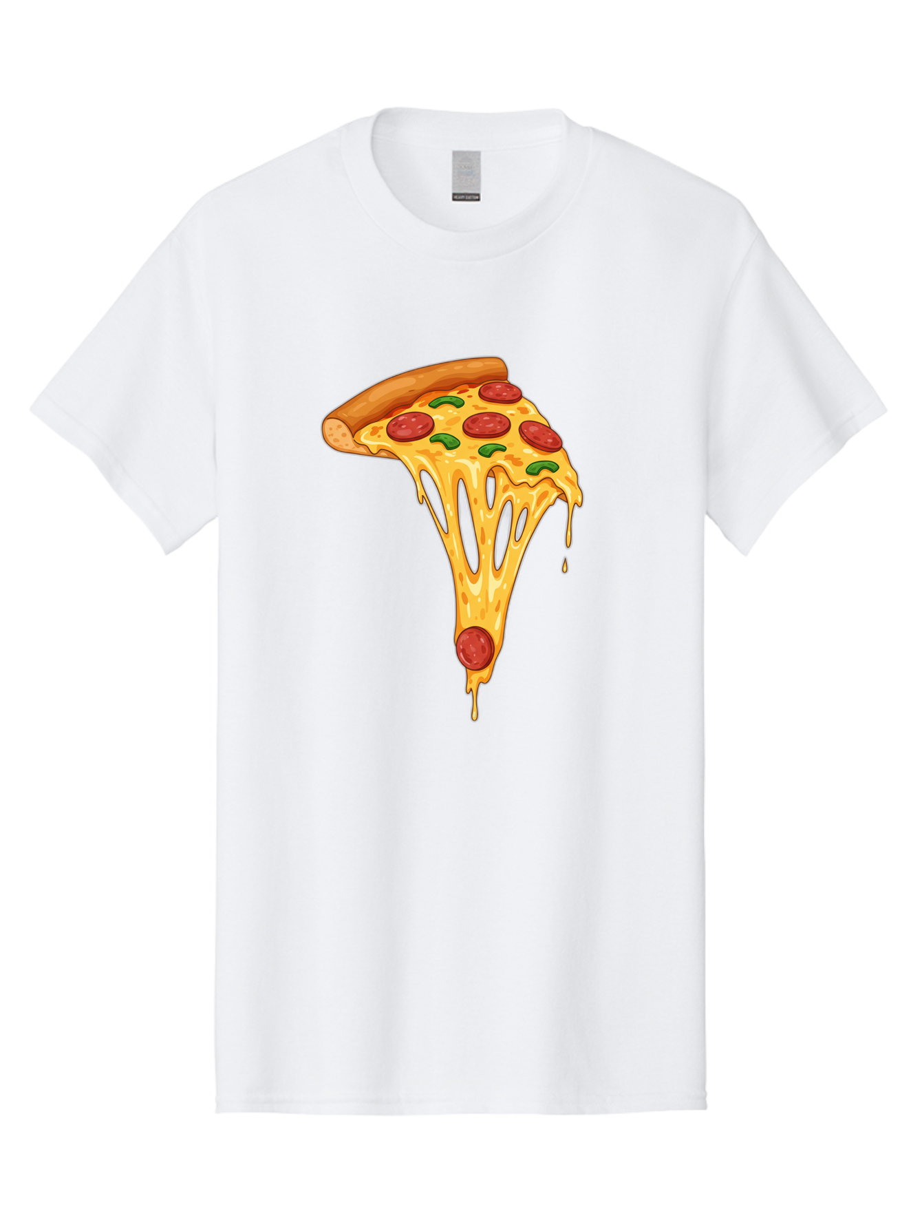 Pepperoni-Pizza-Slice-6 Men'S Graphic Tee, 100% Cotton, Comfortable Casual Summer Wear, Machine Washable, Pepperoni Pizza, Cheesy Goodness, Melted Cheese, Green Peppers, Savory Delight, Italian Cuisine, Foodie Favorite, Pizza Love, Bac238 6
