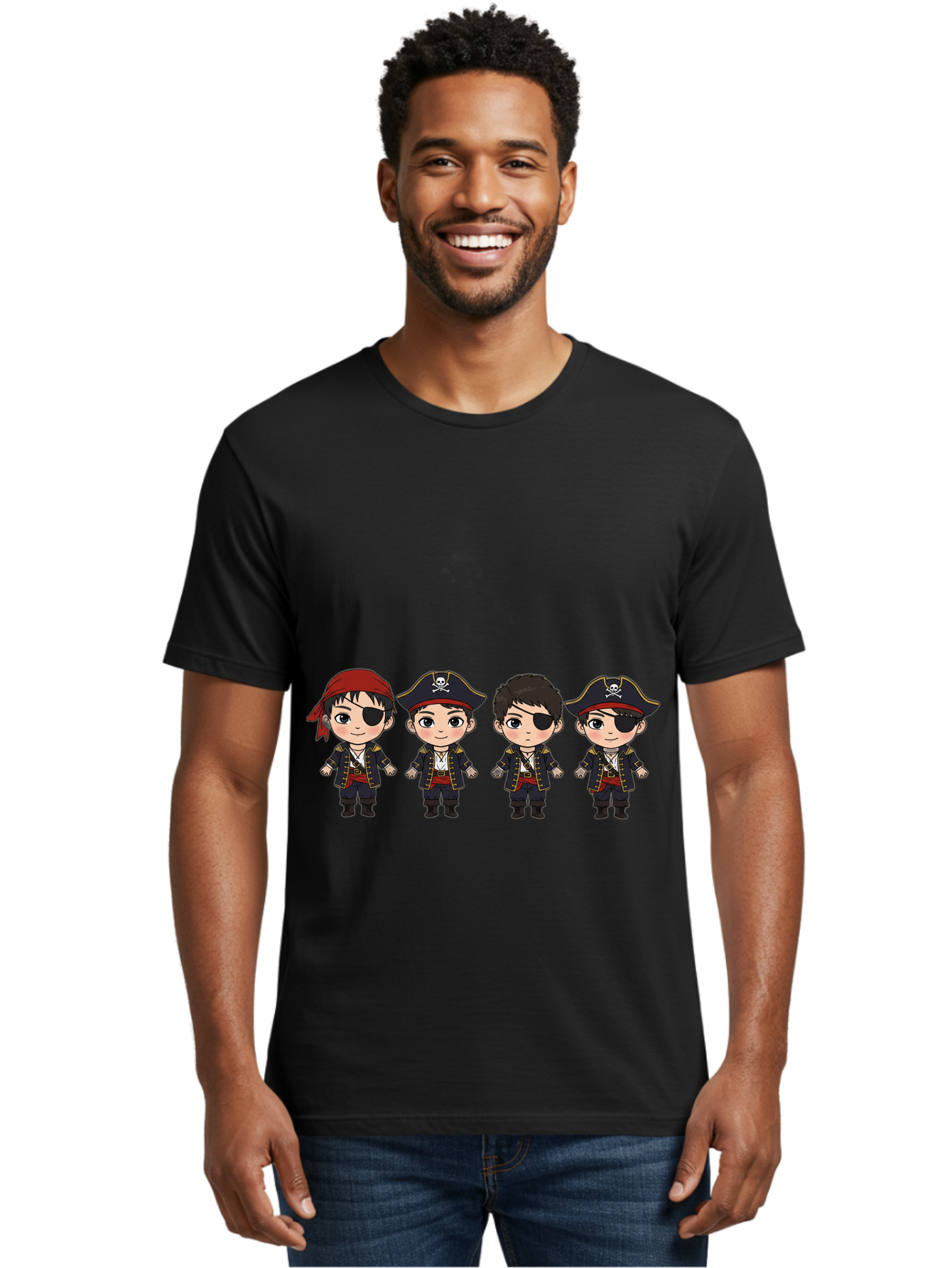 Pirate-Characters Men'S Graphic Tee, 100% Cotton, Comfortable Casual Summer Wear, Machine Washable, Cartoon Pirate Boys, Pirate Costumes, Eye Patches, Pirate Hats, Skull And Crossbones, Pirate Fashion, Kawaii Pirates, Pirate Accessories, Bac257 30