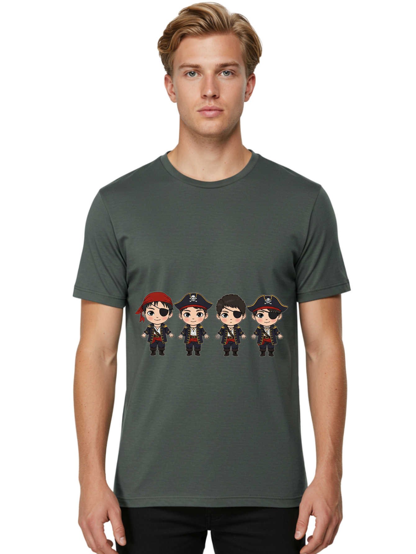 Pirate-Characters Men'S Graphic Tee, 100% Cotton, Comfortable Casual Summer Wear, Machine Washable, Cartoon Pirate Boys, Pirate Costumes, Eye Patches, Pirate Hats, Skull And Crossbones, Pirate Fashion, Kawaii Pirates, Pirate Accessories, Bac257 28
