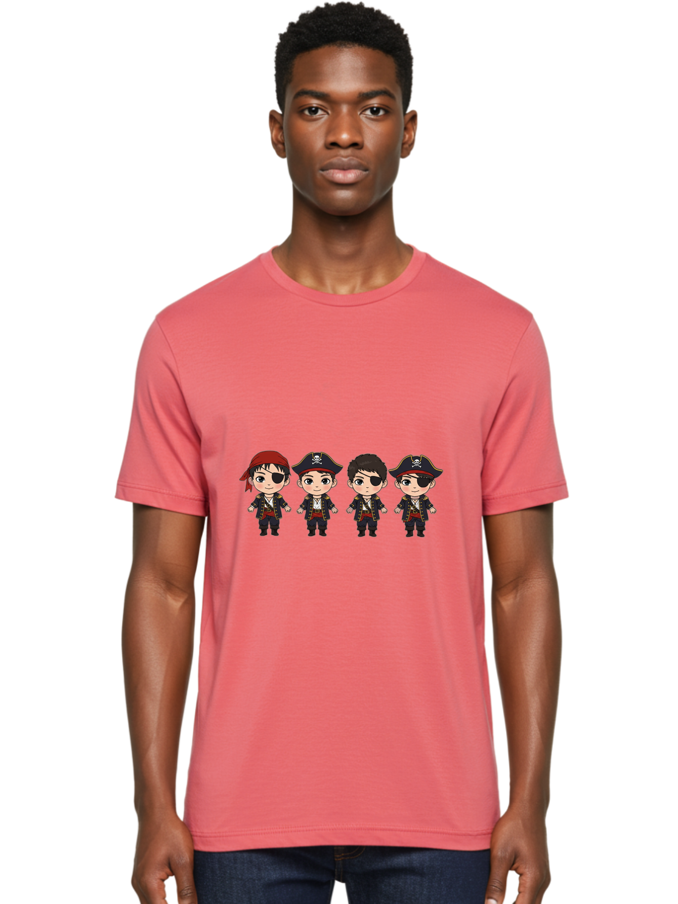 Pirate-Characters Men'S Graphic Tee, 100% Cotton, Comfortable Casual Summer Wear, Machine Washable, Cartoon Pirate Boys, Pirate Costumes, Eye Patches, Pirate Hats, Skull And Crossbones, Pirate Fashion, Kawaii Pirates, Pirate Accessories, Bac257 22