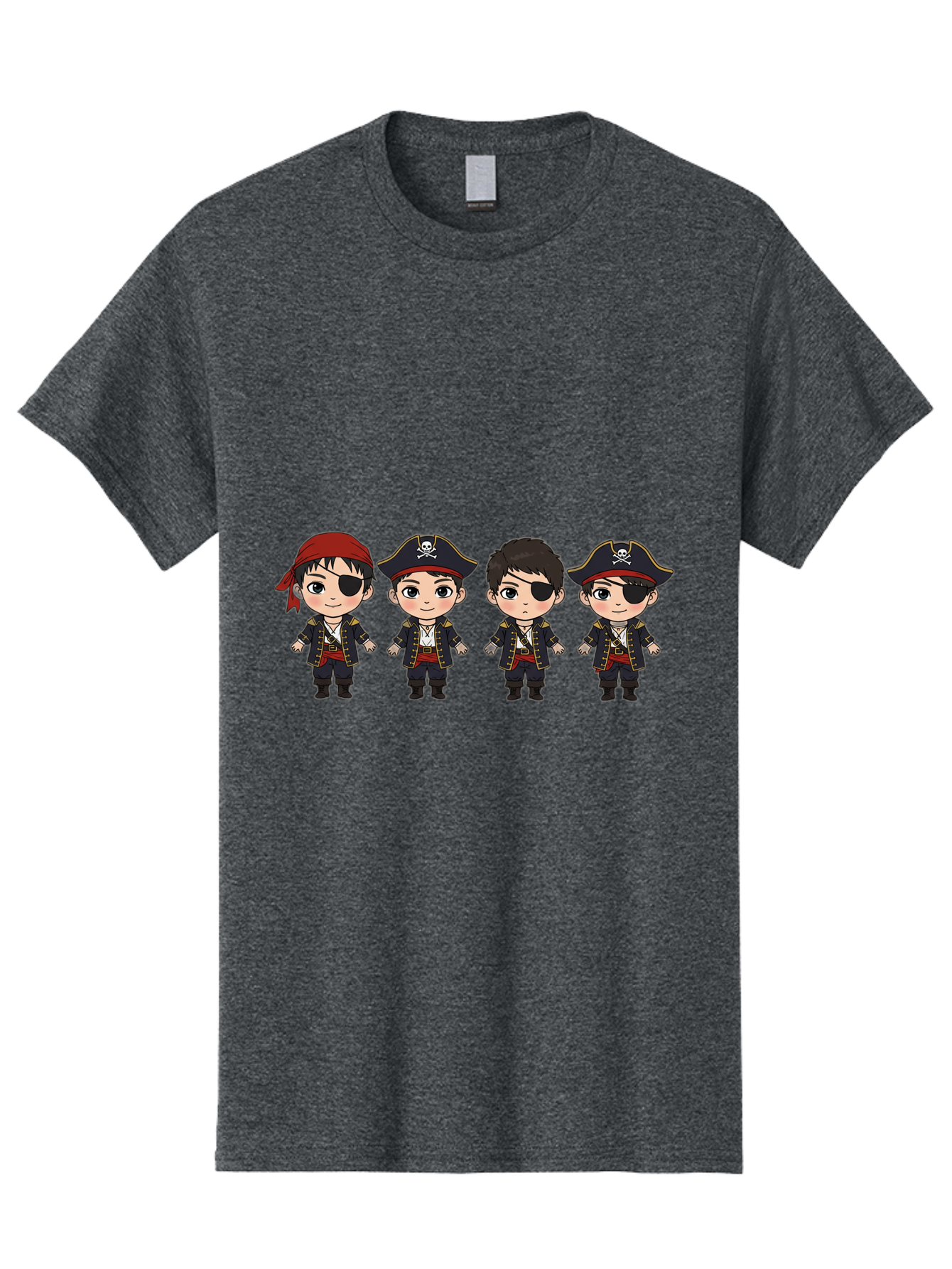 Pirate-Characters Men'S Graphic Tee, 100% Cotton, Comfortable Casual Summer Wear, Machine Washable, Cartoon Pirate Boys, Pirate Costumes, Eye Patches, Pirate Hats, Skull And Crossbones, Pirate Fashion, Kawaii Pirates, Pirate Accessories, Bac257 5