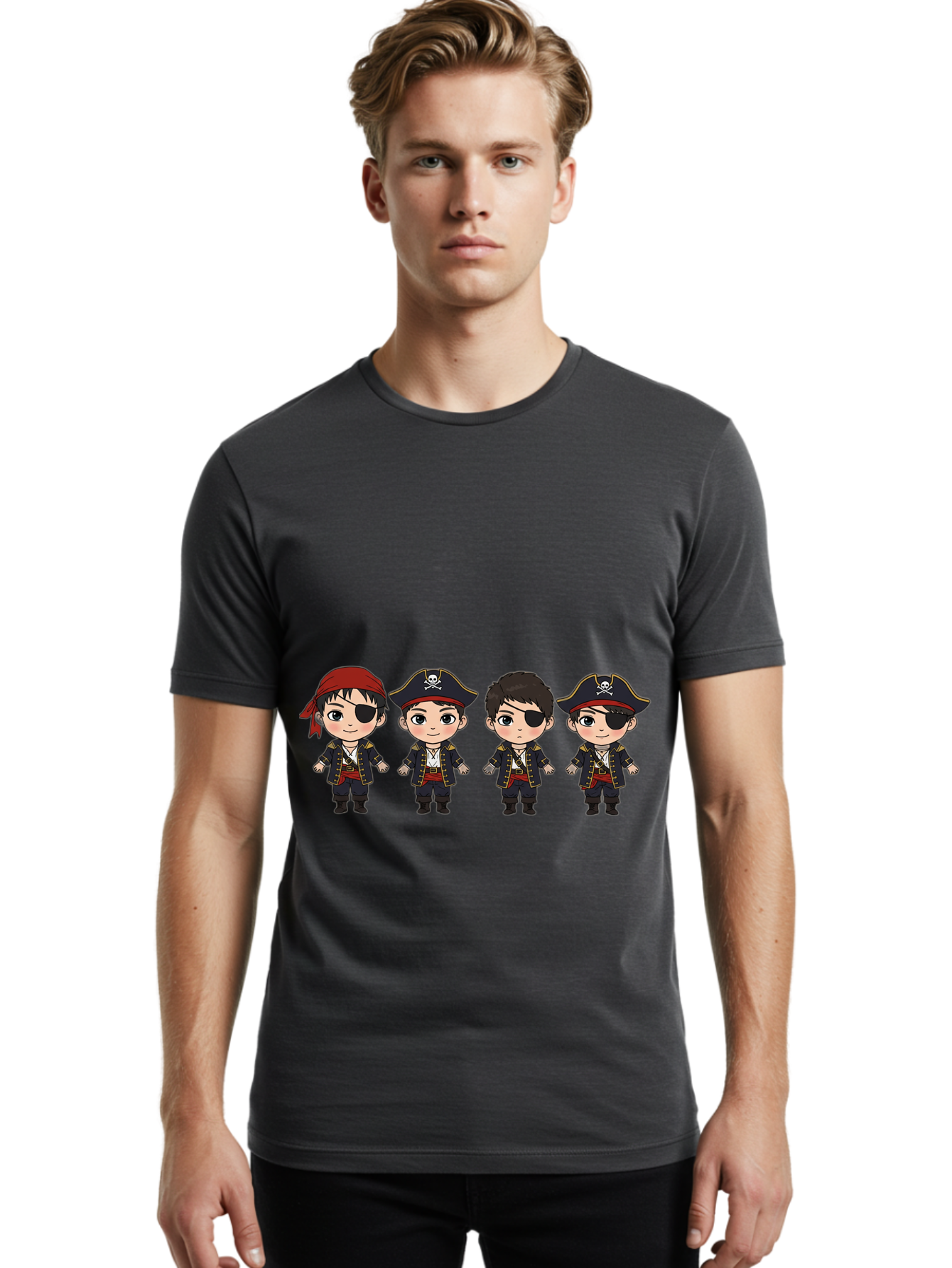 Pirate-Characters Men'S Graphic Tee, 100% Cotton, Comfortable Casual Summer Wear, Machine Washable, Cartoon Pirate Boys, Pirate Costumes, Eye Patches, Pirate Hats, Skull And Crossbones, Pirate Fashion, Kawaii Pirates, Pirate Accessories, Bac257 20