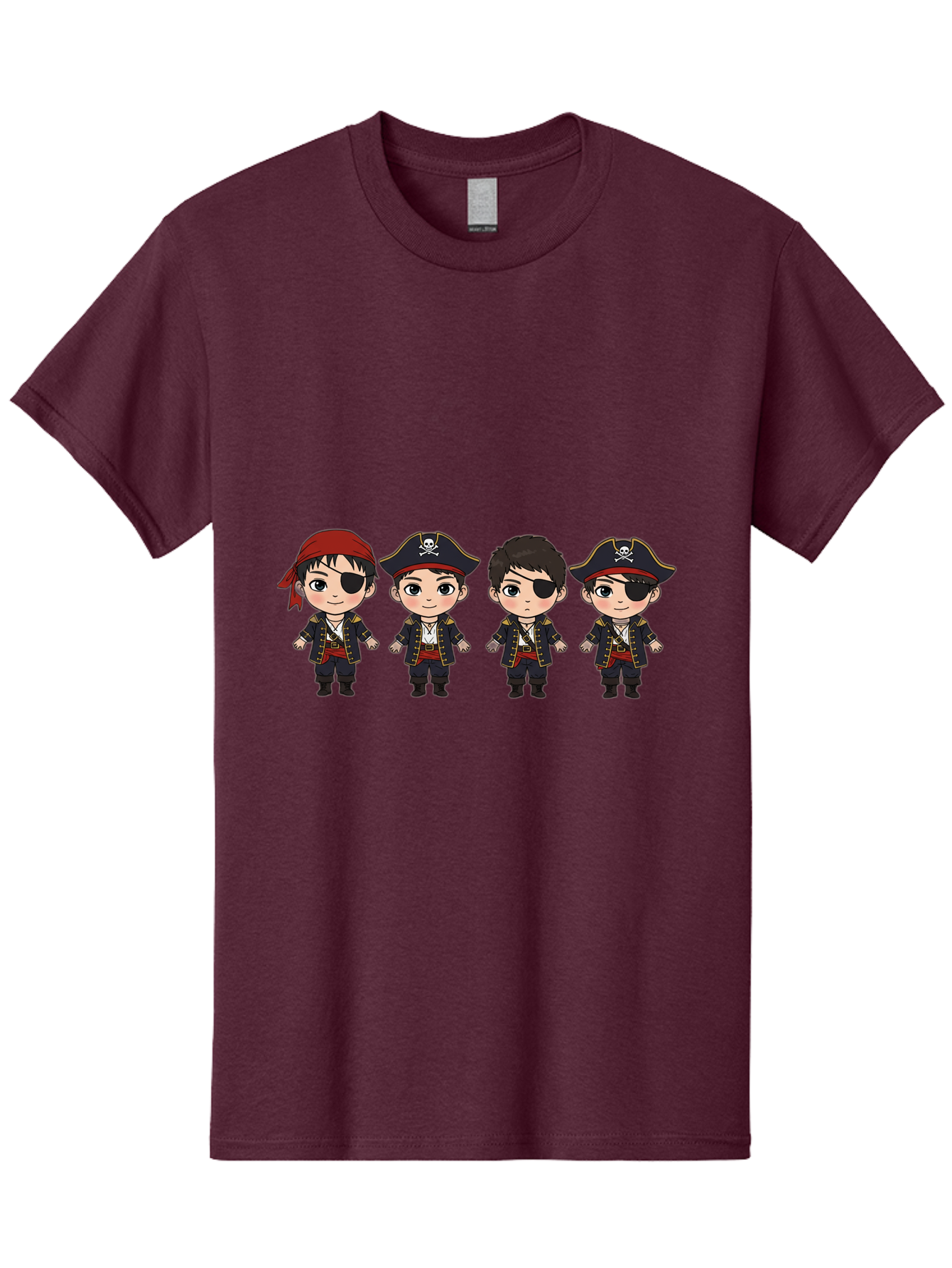 Pirate-Characters Men'S Graphic Tee, 100% Cotton, Comfortable Casual Summer Wear, Machine Washable, Cartoon Pirate Boys, Pirate Costumes, Eye Patches, Pirate Hats, Skull And Crossbones, Pirate Fashion, Kawaii Pirates, Pirate Accessories, Bac257 6