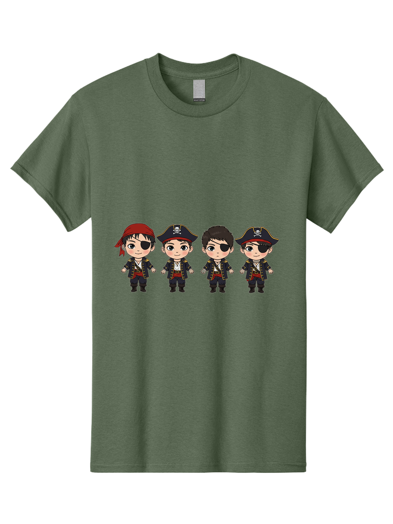 Pirate-Characters Men'S Graphic Tee, 100% Cotton, Comfortable Casual Summer Wear, Machine Washable, Cartoon Pirate Boys, Pirate Costumes, Eye Patches, Pirate Hats, Skull And Crossbones, Pirate Fashion, Kawaii Pirates, Pirate Accessories, Bac257 1