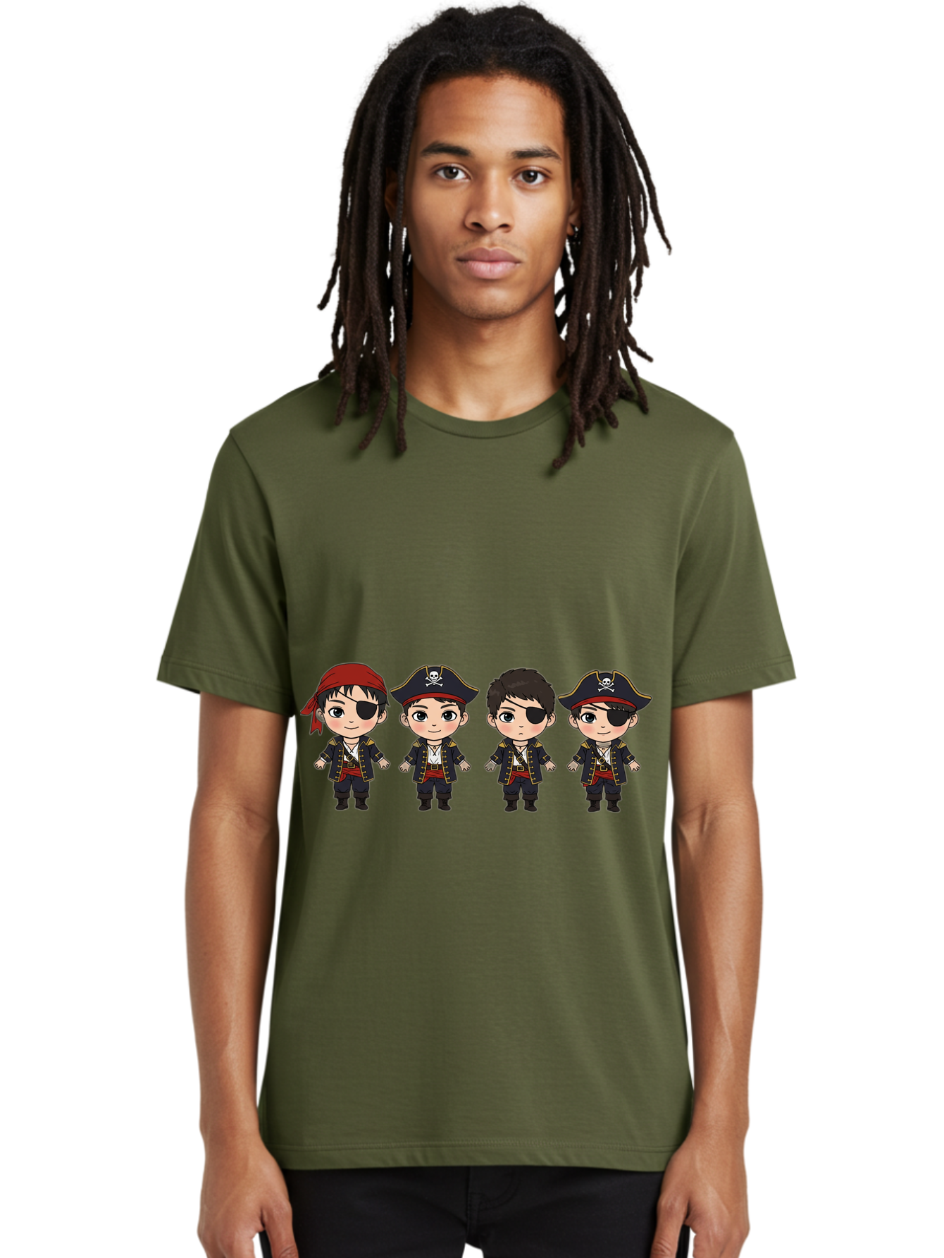 Pirate-Characters Men'S Graphic Tee, 100% Cotton, Comfortable Casual Summer Wear, Machine Washable, Cartoon Pirate Boys, Pirate Costumes, Eye Patches, Pirate Hats, Skull And Crossbones, Pirate Fashion, Kawaii Pirates, Pirate Accessories, Bac257 16