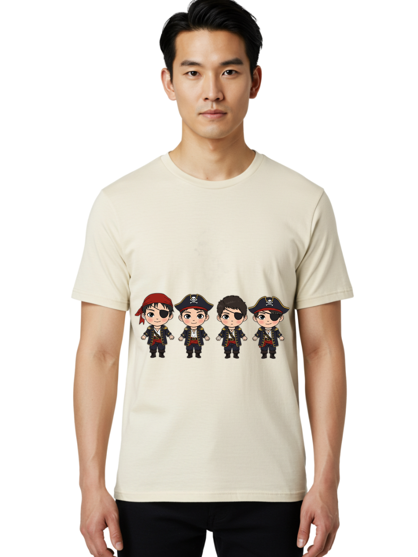 Pirate-Characters Men'S Graphic Tee, 100% Cotton, Comfortable Casual Summer Wear, Machine Washable, Cartoon Pirate Boys, Pirate Costumes, Eye Patches, Pirate Hats, Skull And Crossbones, Pirate Fashion, Kawaii Pirates, Pirate Accessories, Bac257 26