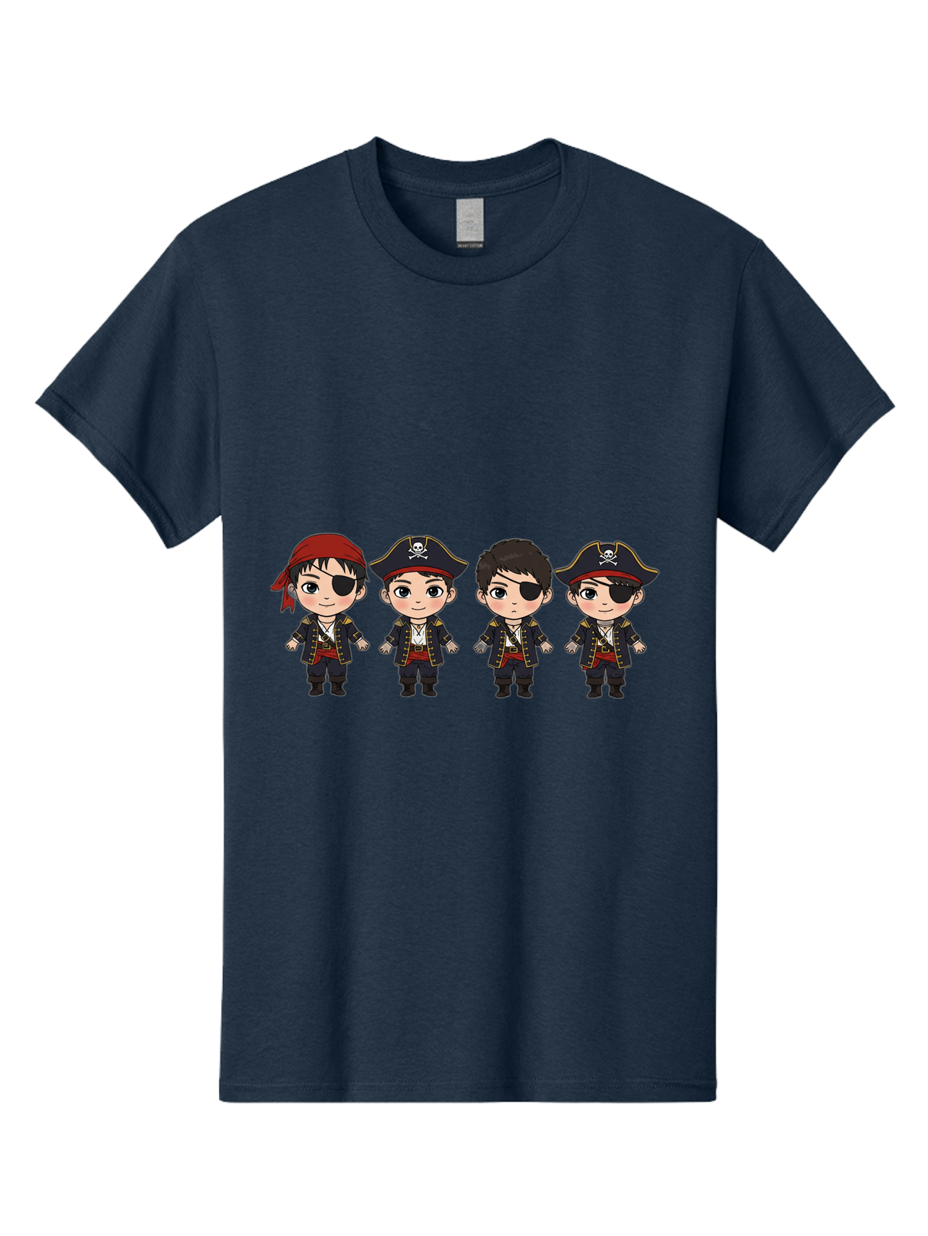 Pirate-Characters Men'S Graphic Tee, 100% Cotton, Comfortable Casual Summer Wear, Machine Washable, Cartoon Pirate Boys, Pirate Costumes, Eye Patches, Pirate Hats, Skull And Crossbones, Pirate Fashion, Kawaii Pirates, Pirate Accessories, Bac257 2