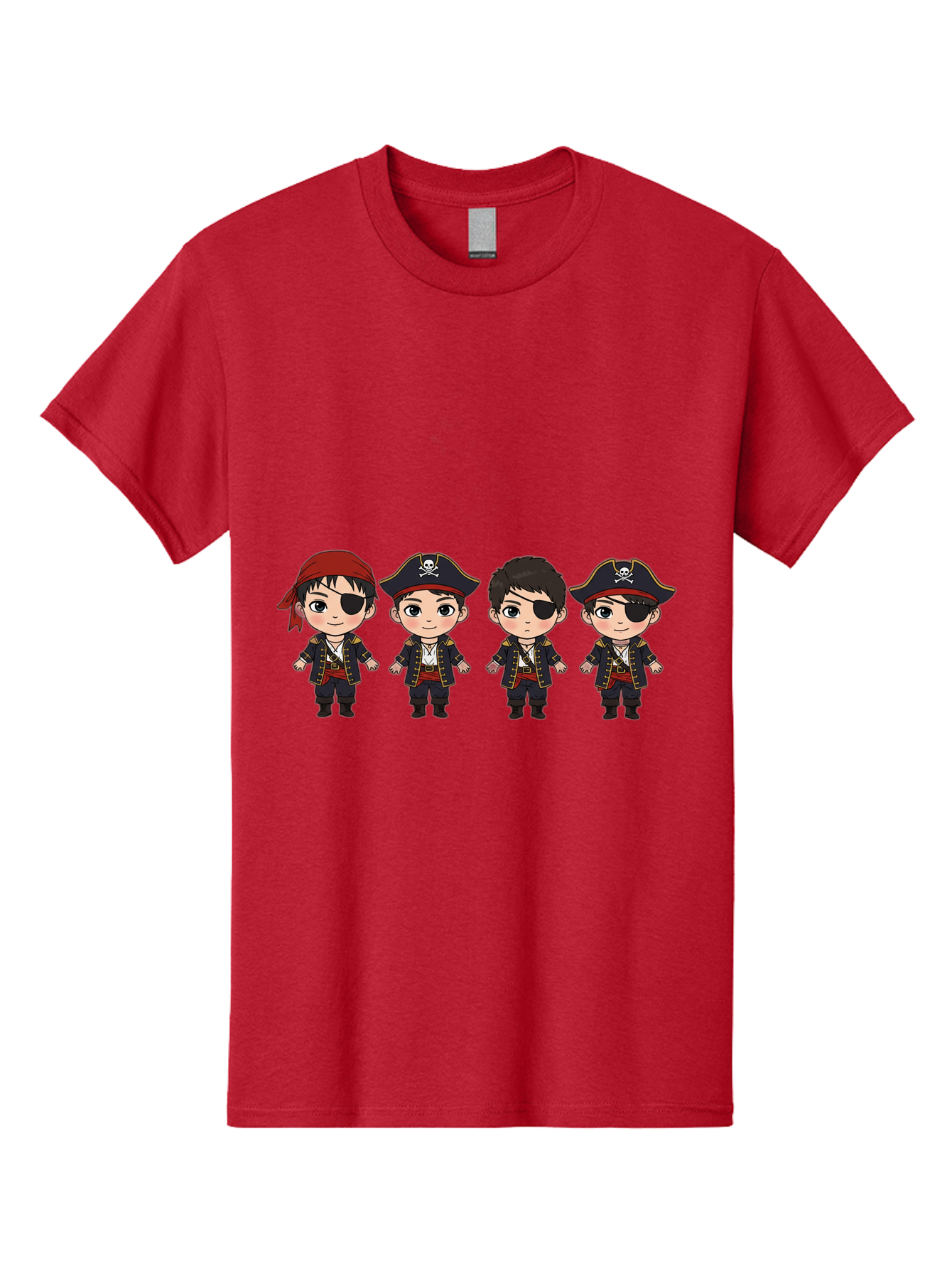 Pirate-Characters Men'S Graphic Tee, 100% Cotton, Comfortable Casual Summer Wear, Machine Washable, Cartoon Pirate Boys, Pirate Costumes, Eye Patches, Pirate Hats, Skull And Crossbones, Pirate Fashion, Kawaii Pirates, Pirate Accessories, Bac257 4