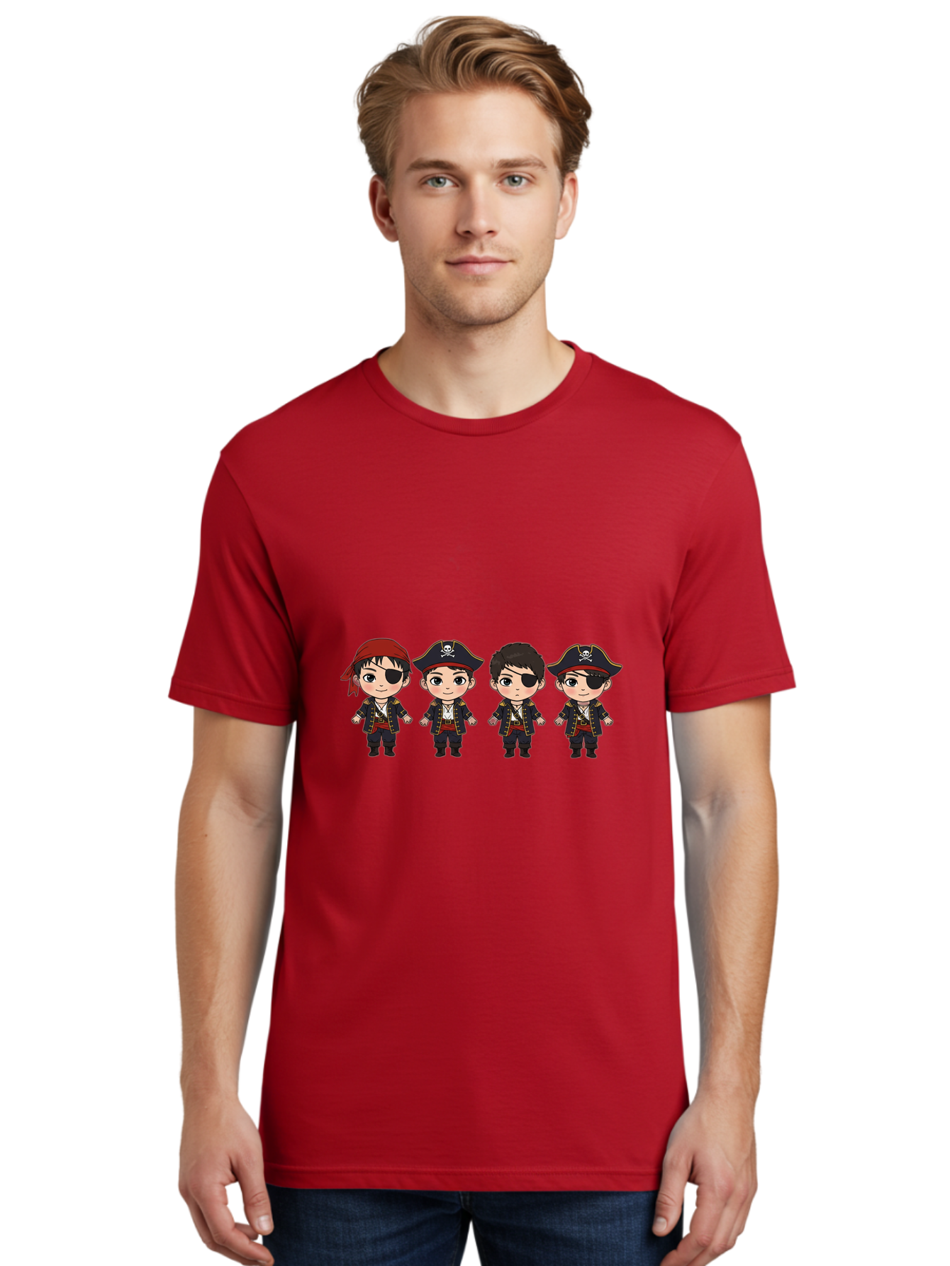 Pirate-Characters Men'S Graphic Tee, 100% Cotton, Comfortable Casual Summer Wear, Machine Washable, Cartoon Pirate Boys, Pirate Costumes, Eye Patches, Pirate Hats, Skull And Crossbones, Pirate Fashion, Kawaii Pirates, Pirate Accessories, Bac257 19