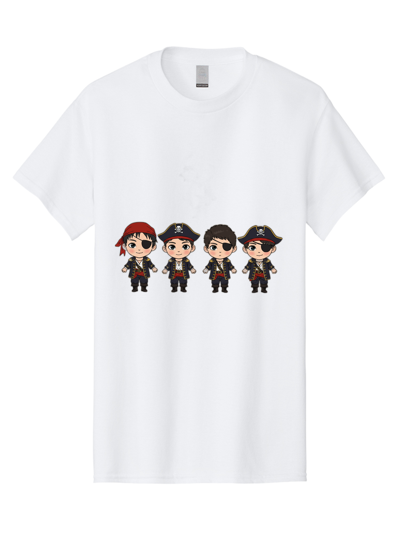 Pirate-Characters Men'S Graphic Tee, 100% Cotton, Comfortable Casual Summer Wear, Machine Washable, Cartoon Pirate Boys, Pirate Costumes, Eye Patches, Pirate Hats, Skull And Crossbones, Pirate Fashion, Kawaii Pirates, Pirate Accessories, Bac257 10