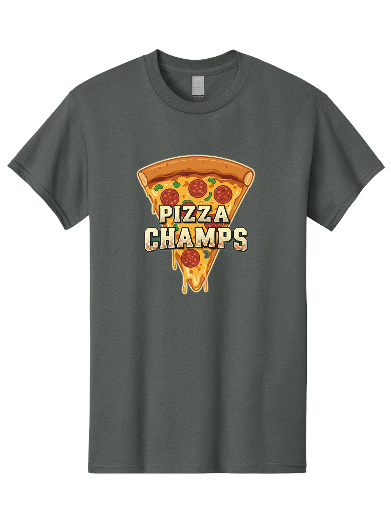 Pizza-Champs Men'S Graphic Tee, 100% Cotton, Comfortable Casual Summer Wear, Machine Washable, Pepperoni Pizza Slice, Cheese Stretch, Pizza Toppings, Italian Food, Pizza Champions, Gaming Logo, Cartoon Style, Appetizing Pizza, Cheesy Pizza, Bac261 5