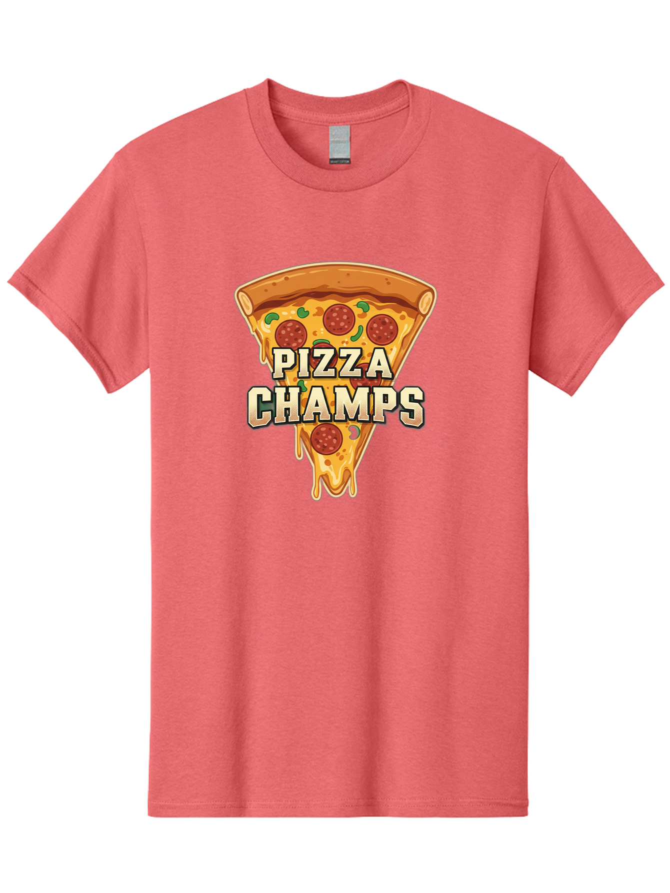 Pizza-Champs Men'S Graphic Tee, 100% Cotton, Comfortable Casual Summer Wear, Machine Washable, Pepperoni Pizza Slice, Cheese Stretch, Pizza Toppings, Italian Food, Pizza Champions, Gaming Logo, Cartoon Style, Appetizing Pizza, Cheesy Pizza, Bac261 4